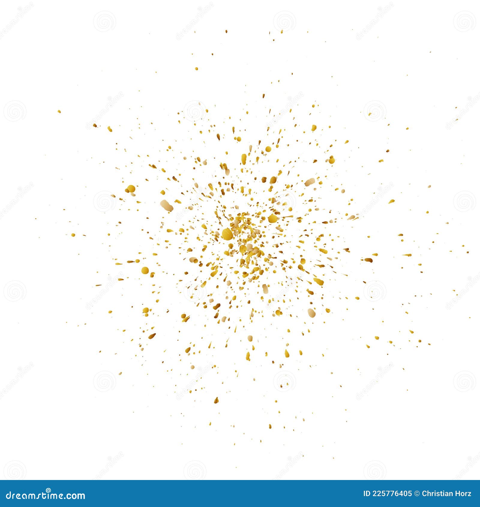 Gold Colored Paint Spray or Splatter Isolated on White Stock Vector