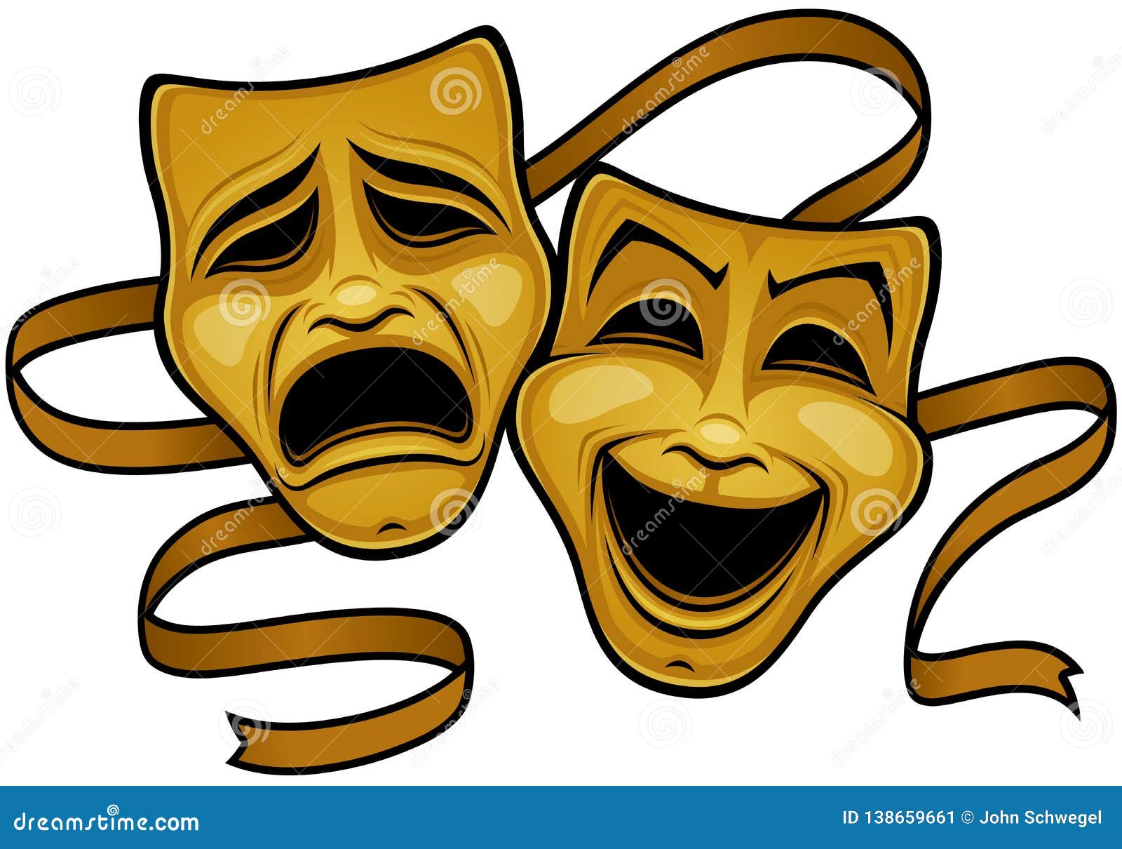 gold comedy and tragedy theater masks