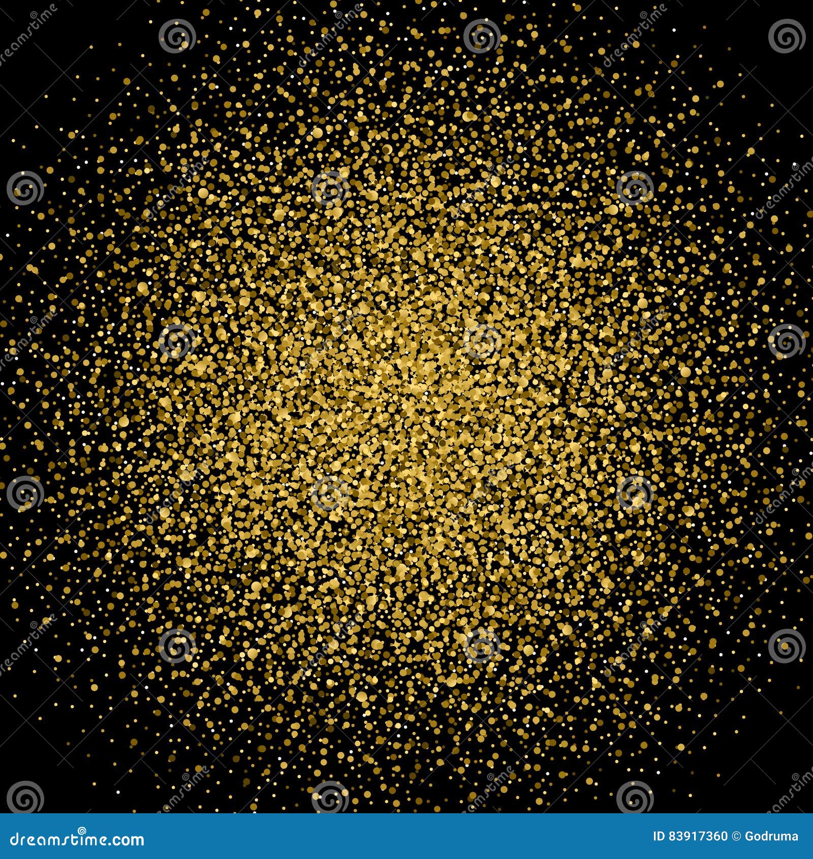 Gold Confetti Glitter on Black Background Stock Vector - Illustration