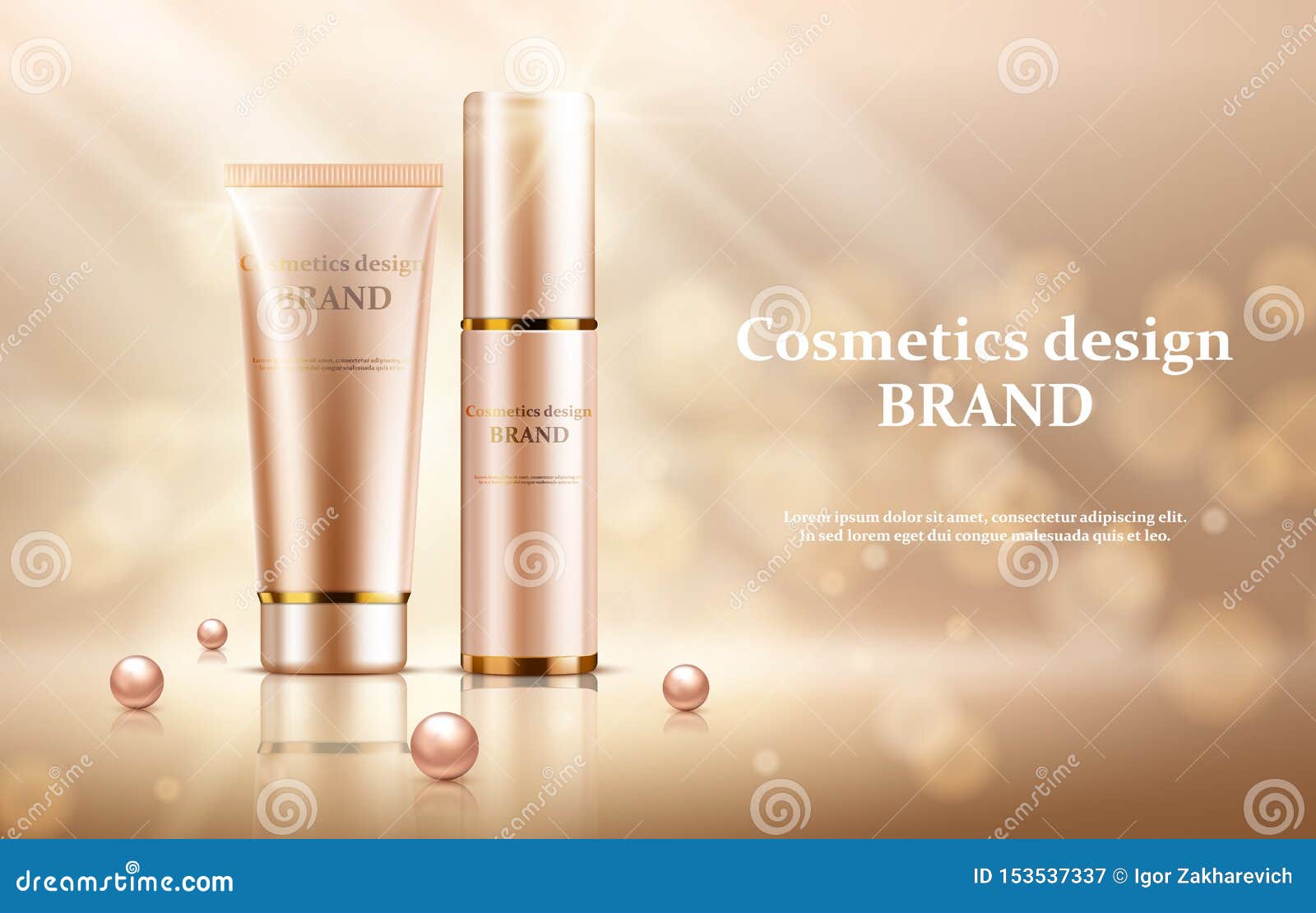 Gold Cosmetic Bottles Mockup On A Gold Background Stock ...