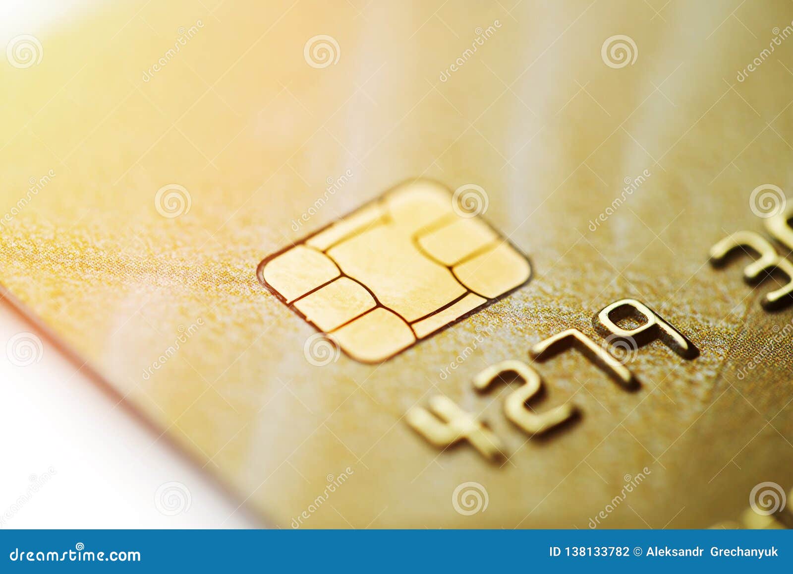 Gold Credit Card with Micro Chip Selective Focus Editorial Photography