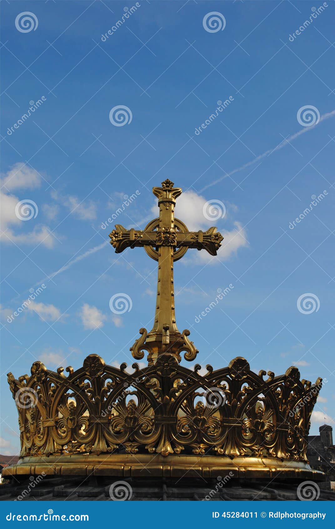 Gold cross stock image. Image of contrail, religion, christian - 45284011