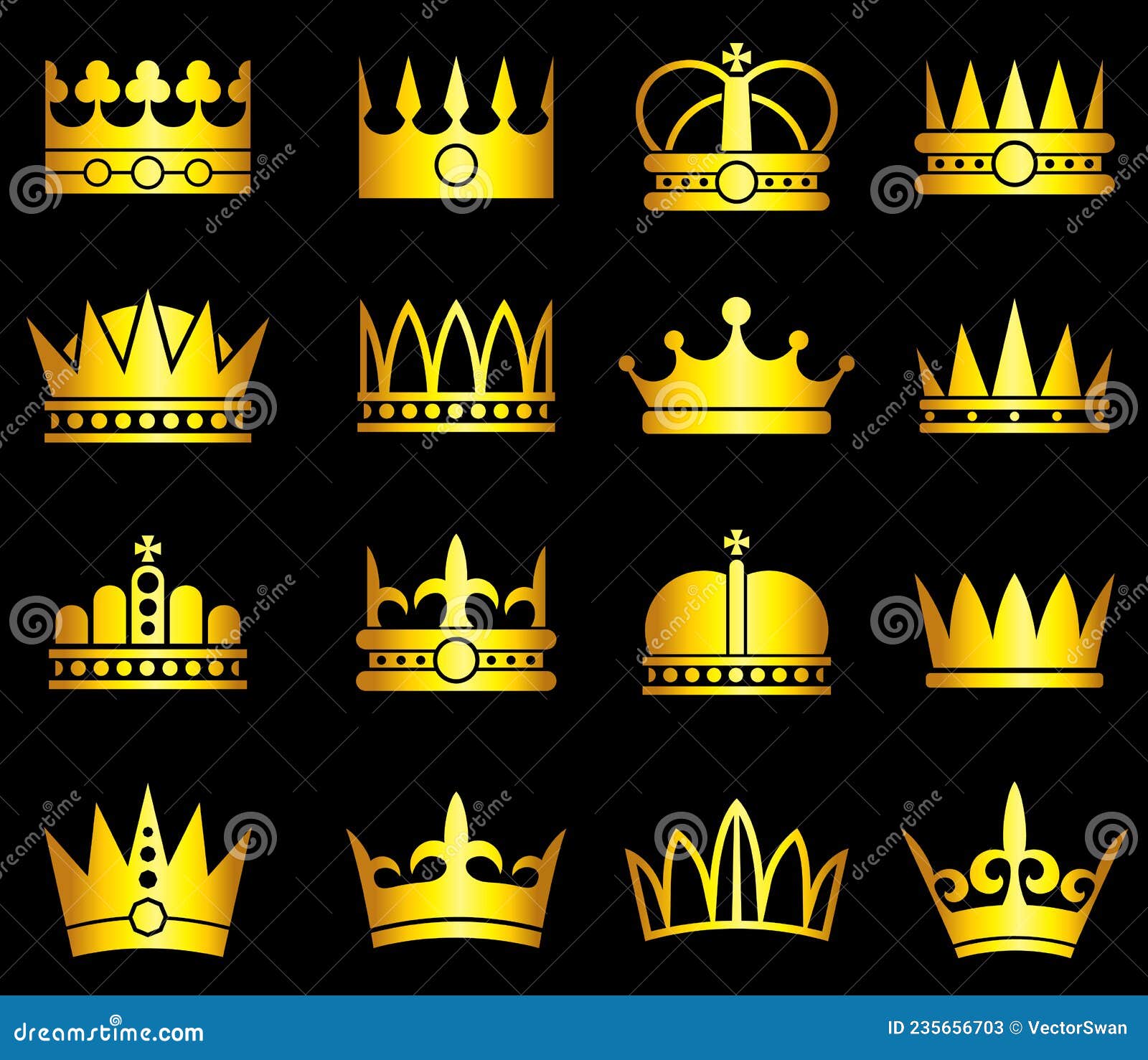 Gold Crown, Aristocracy Symbols Vector Set Stock Vector - Illustration ...