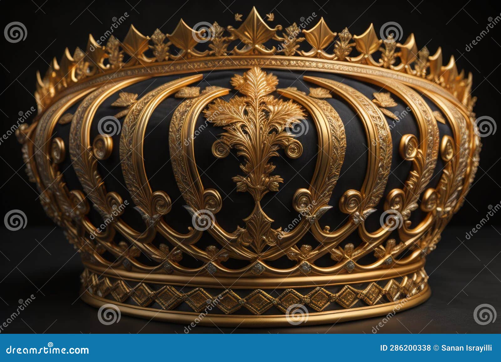 Gold Crown on a Black Background. Generative Ai Stock Photo Image of