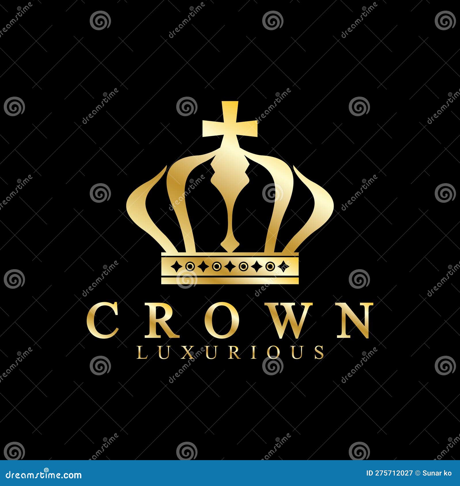 Gold Crown Icons. Queen King Golden Crowns Luxury Logo Design Vector on ...