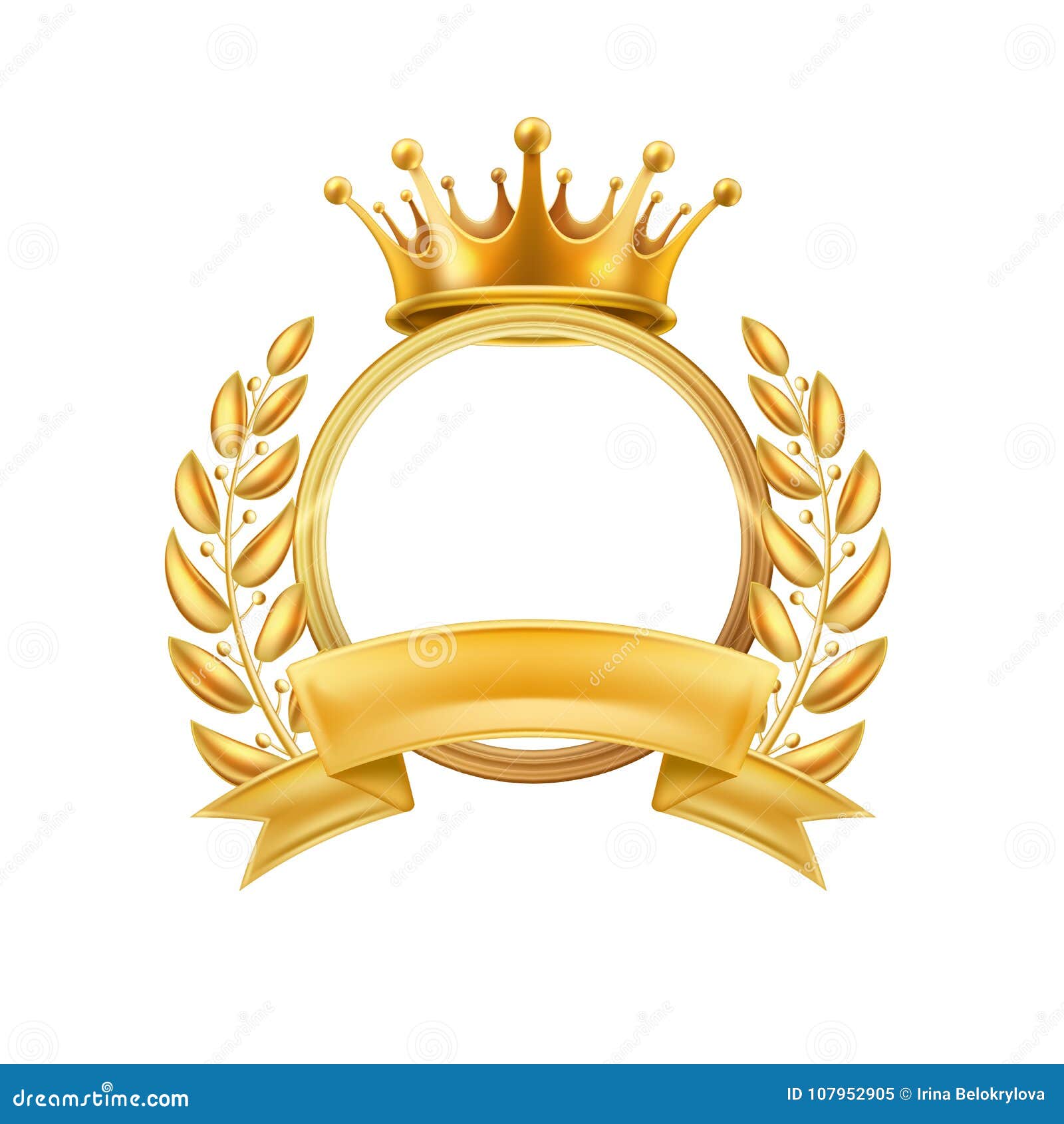 Gold Crown Laurel Winner Frame Isolated Stock Vector - Illustration of decoration,