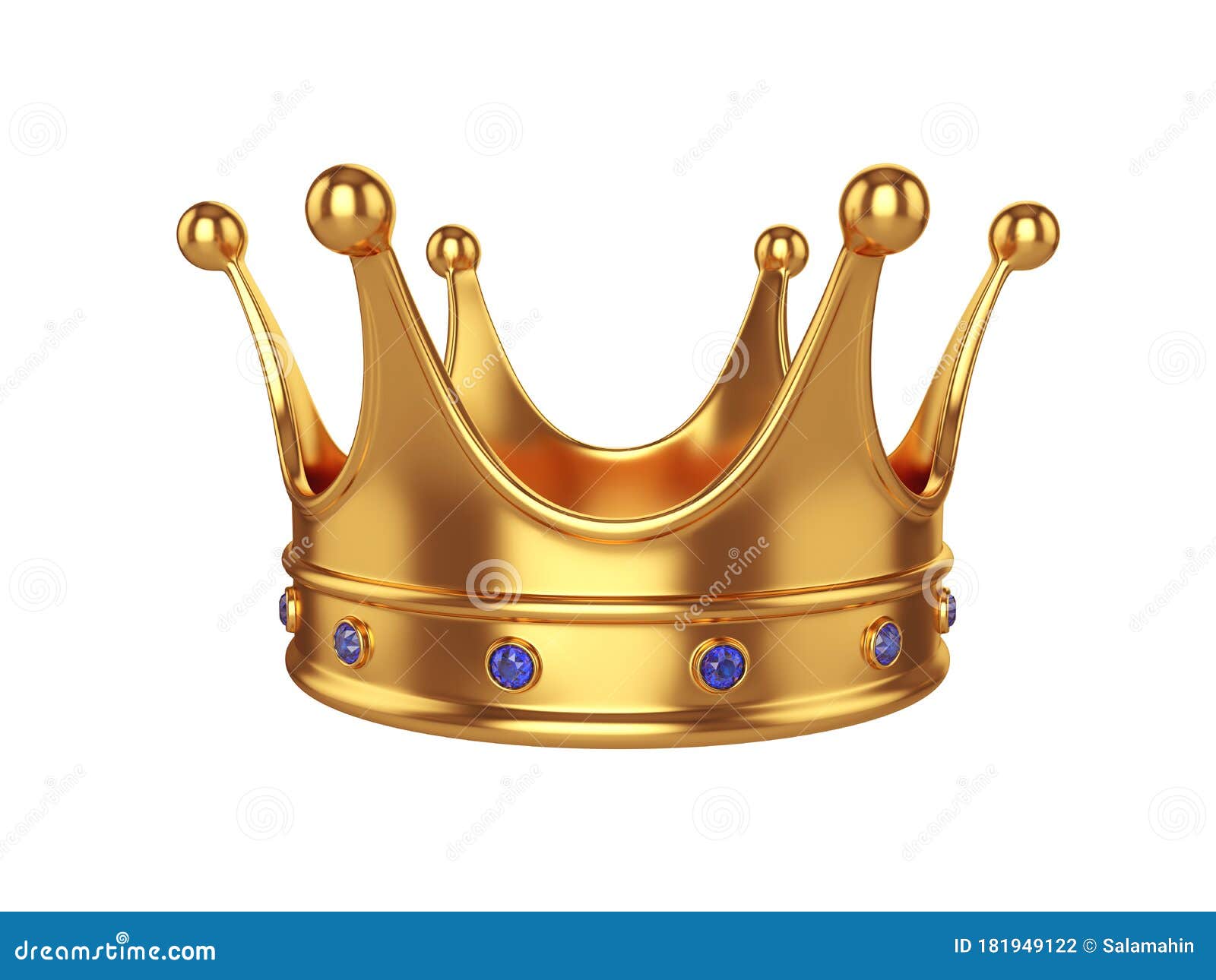 Gold Crown with Precious Stones Isolated on White Background, 3D ...