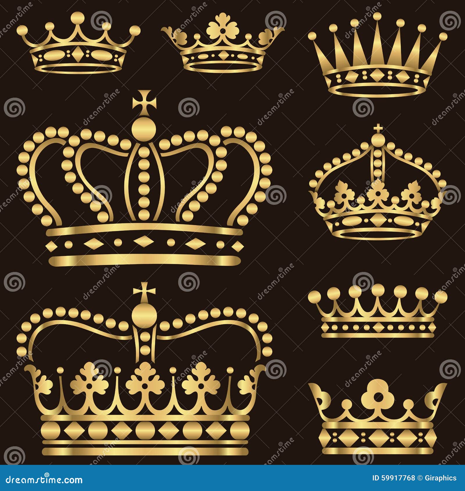 Gold Crown Set Stock Vector - Image: 59917768