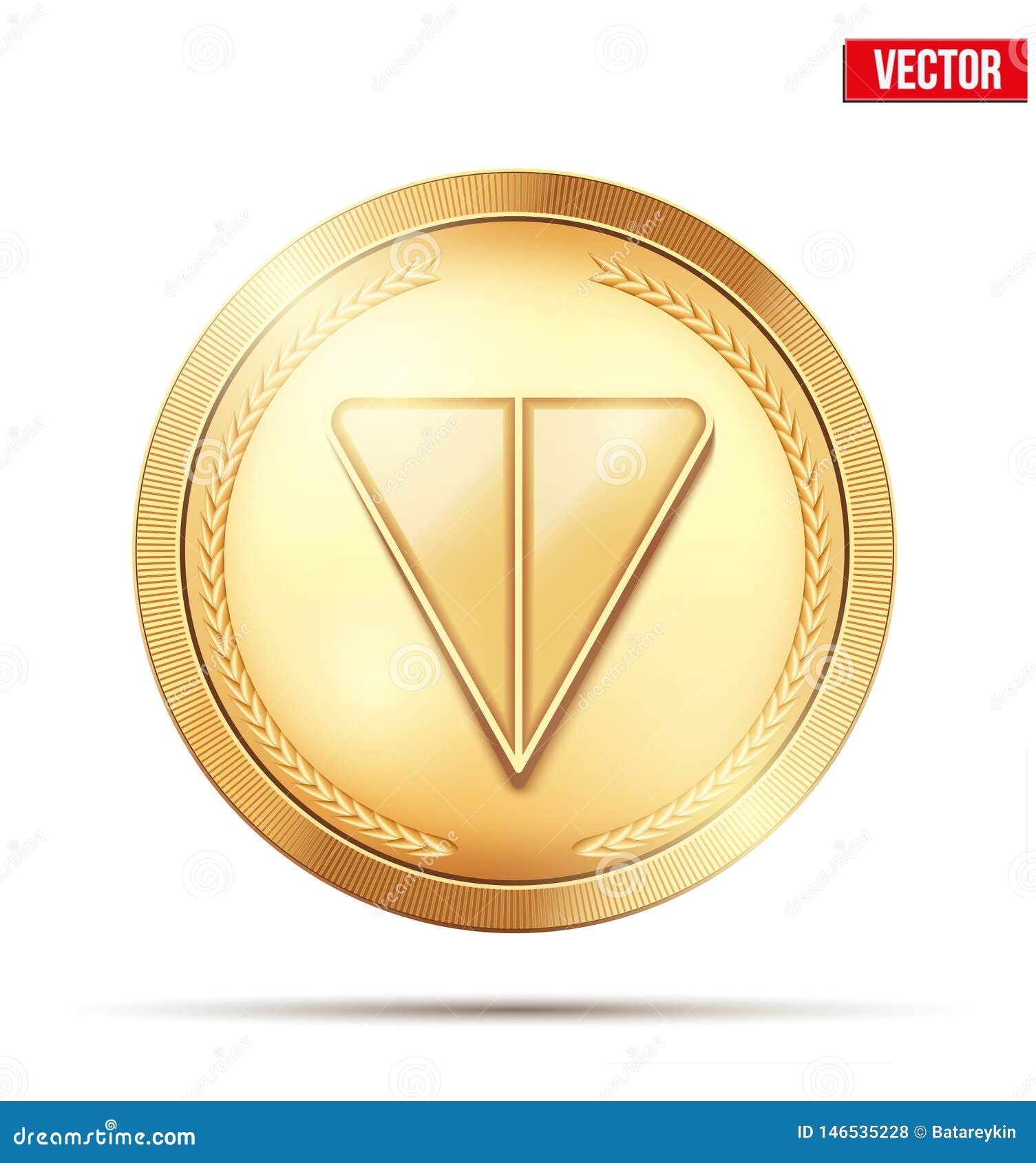 gold crypto coin with ton sign.