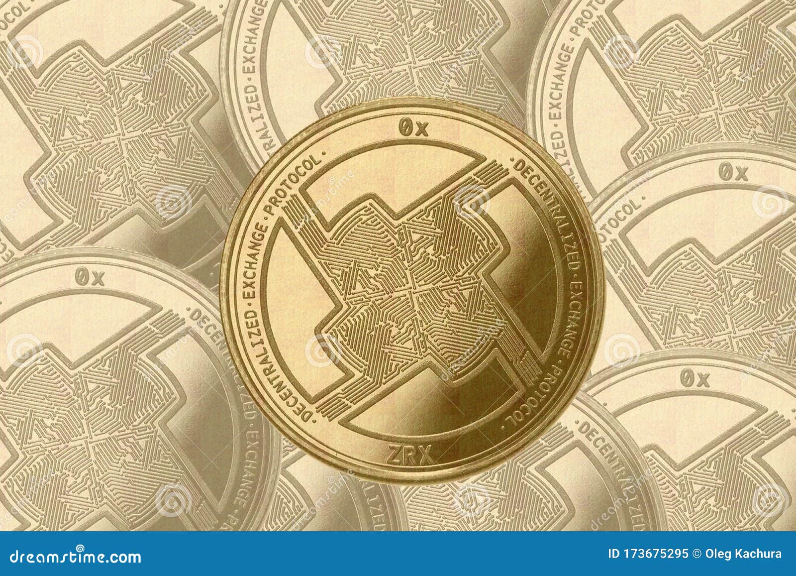 Gold Crypto Coin 0x Zrx Sign, Against The Background Of ...