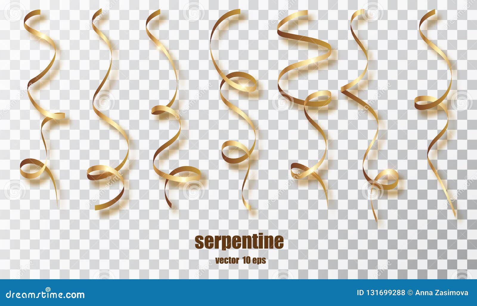 Gold Streamers Golden Serpentine Confetti Ribbon Stock Vector (Royalty  Free) 551385265