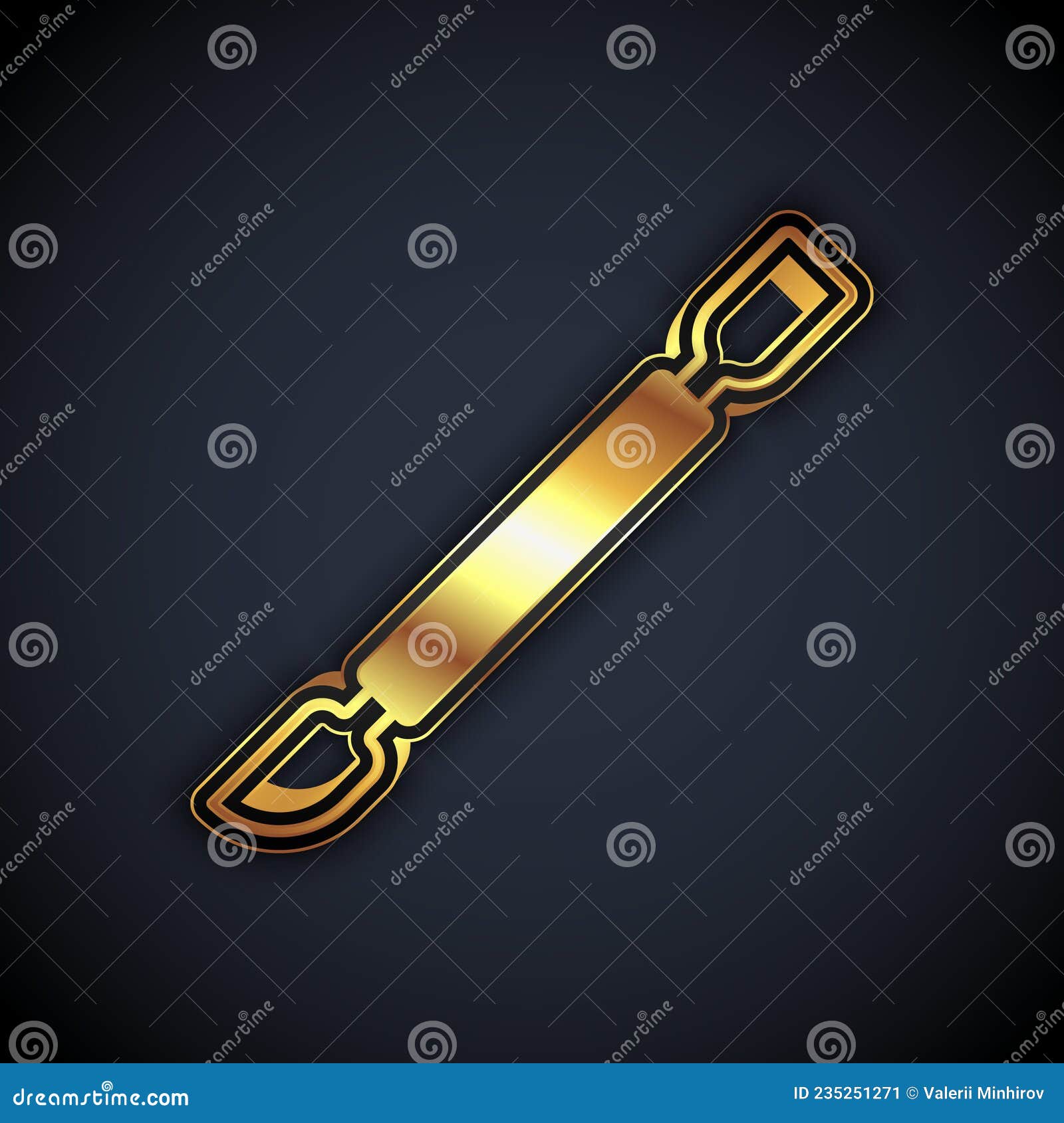 Gold Cuticle Pusher Icon Isolated on Black Background. Tool for