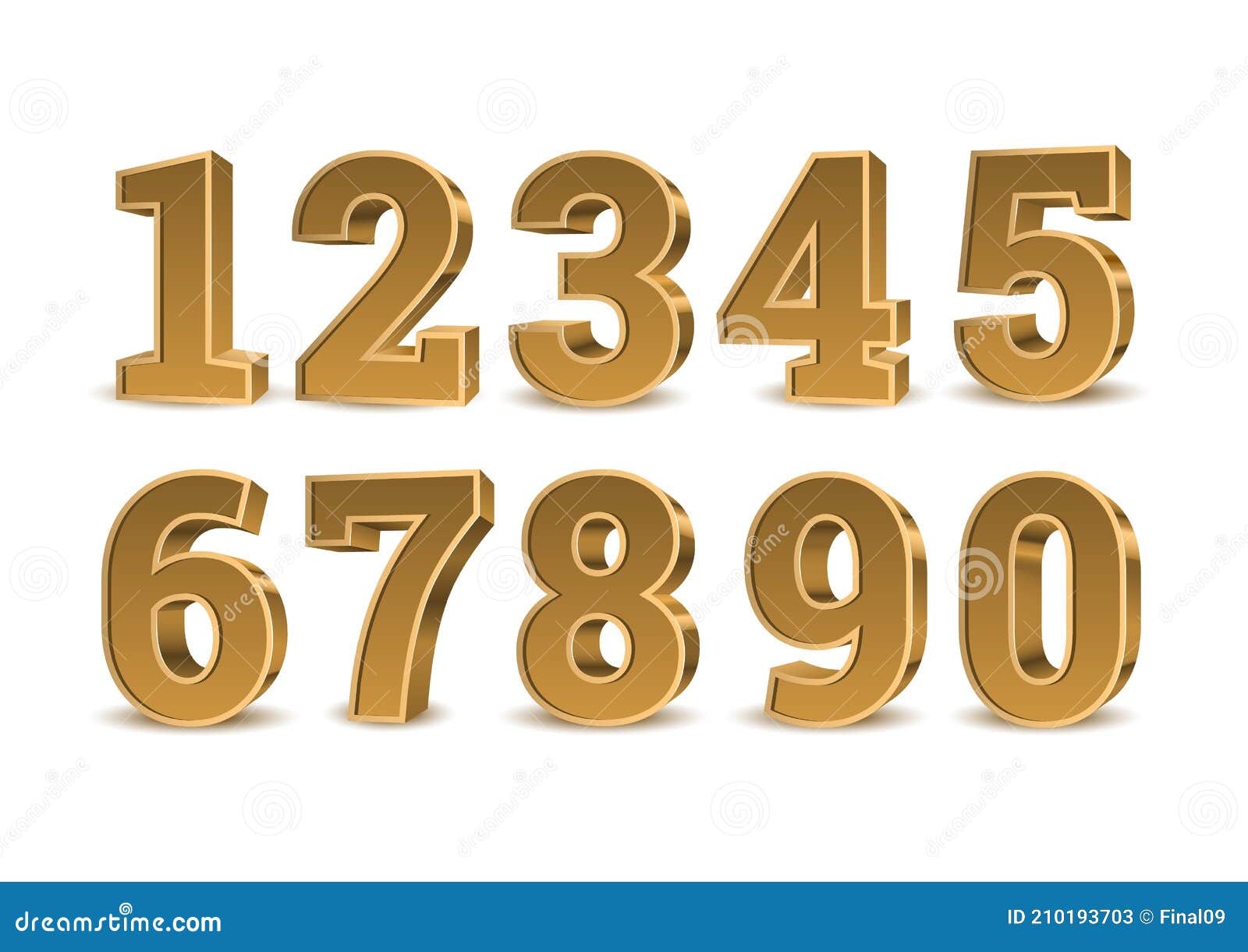 gold 3d numbers.