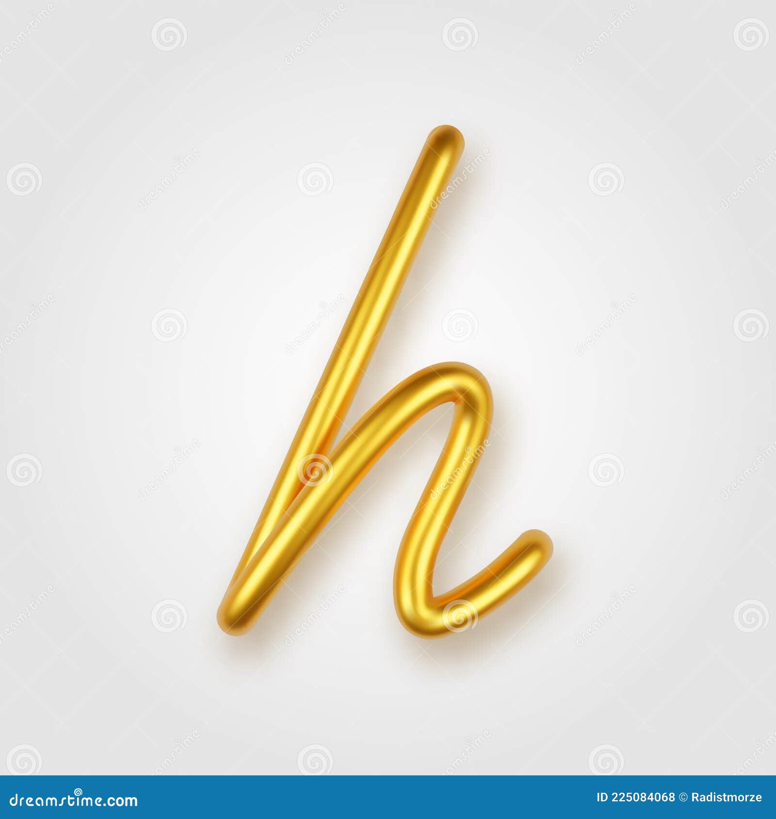 Gold 3d Realistic Lowercase Letter H on a Light Background. Stock ...