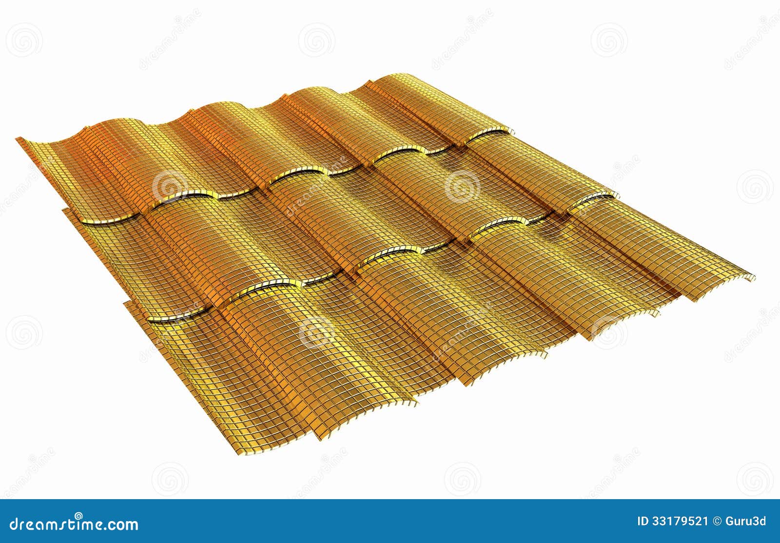  Gold  3d  Roof  Tiles Isolated On White Background Stock 