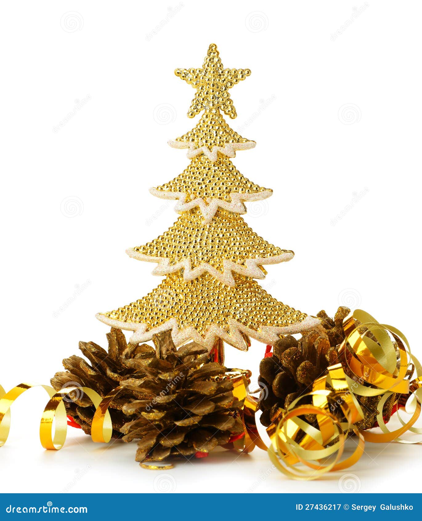 Gold Decorated Christmas Trees and Holiday Object Stock Image Image