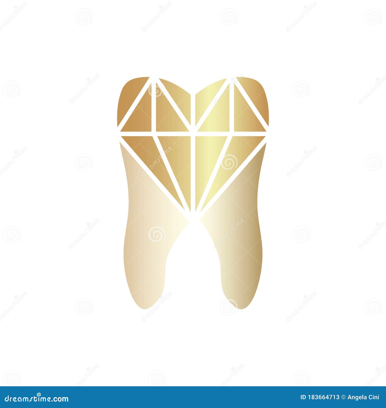 Gold Dental or Dentist Vector Logo with Diamond Stock Vector