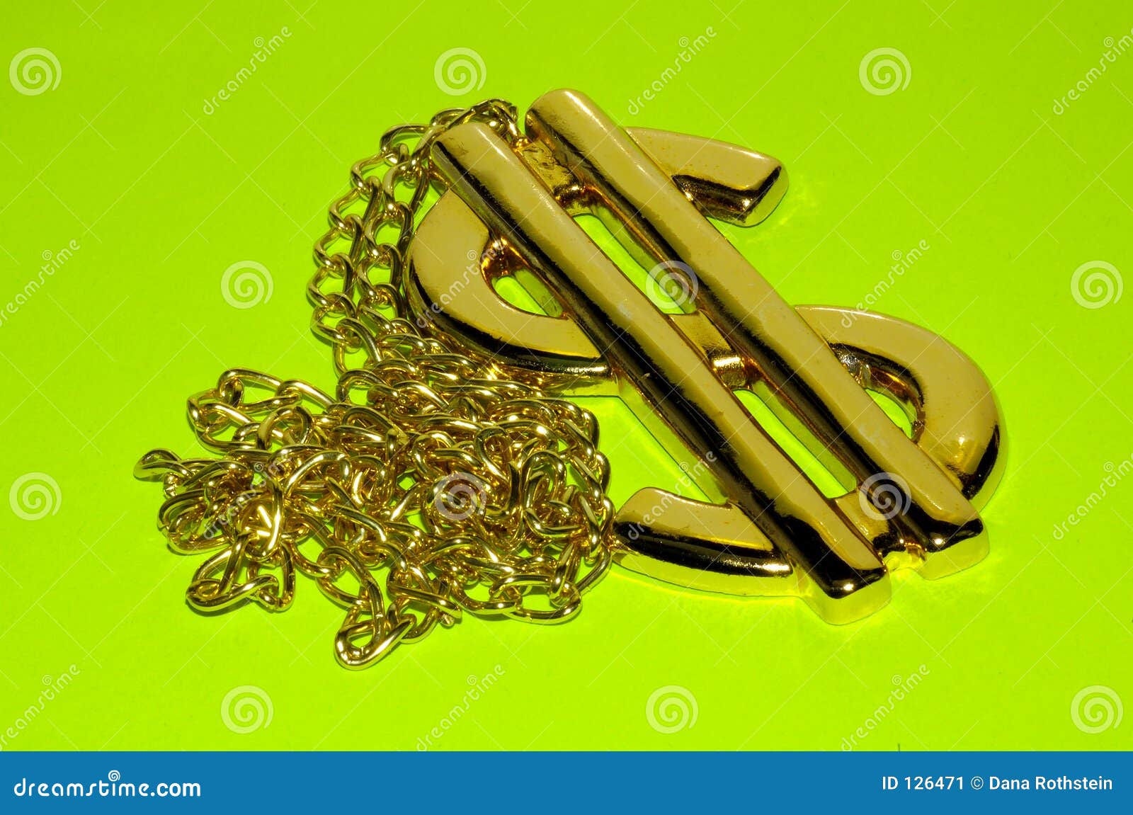 Gold Dollar Necklace stock image. Image of chain, excess 126471