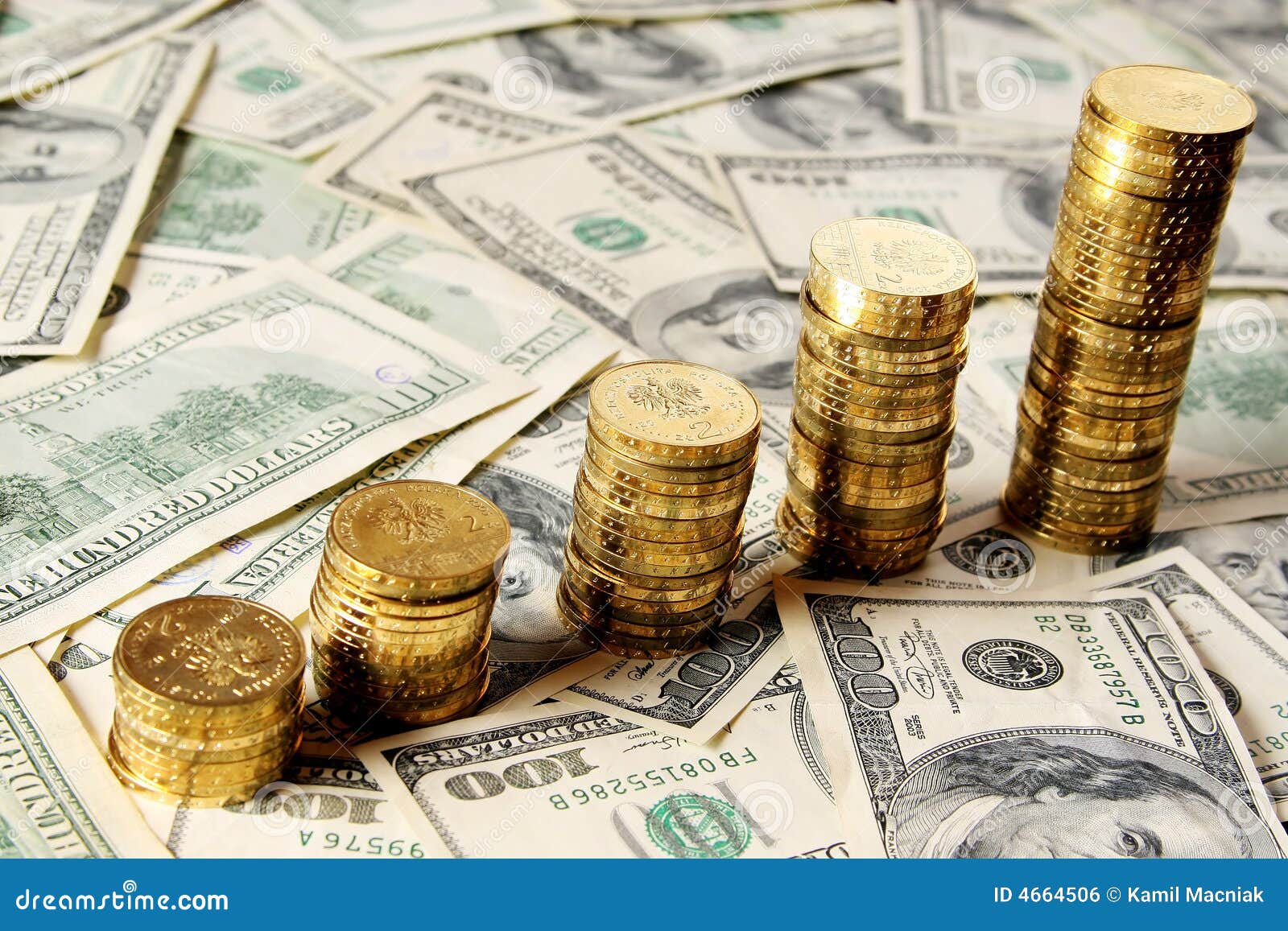 Gold and dollars stock photo. Image of isolated, dollar 4664506