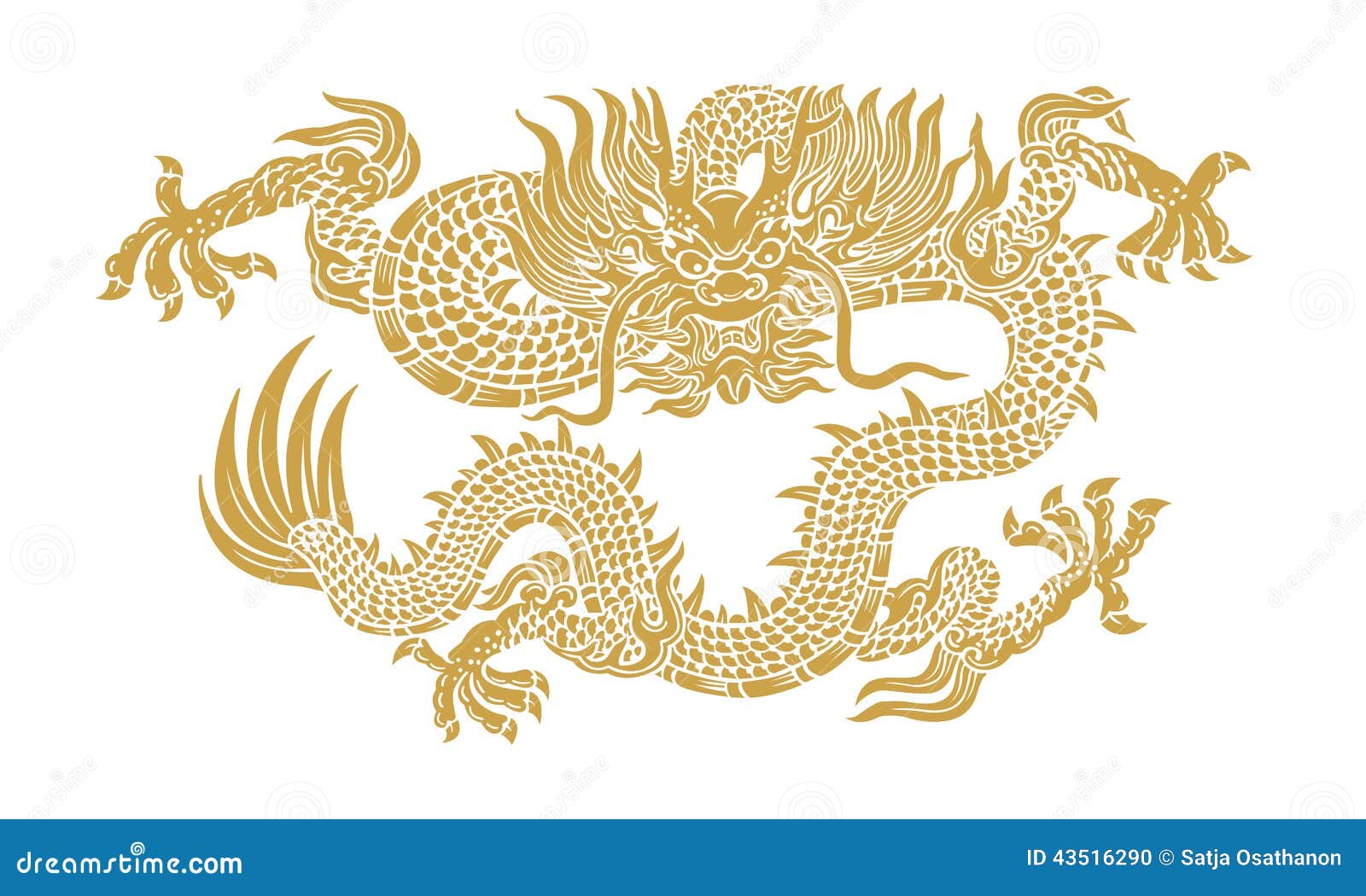 Vector Illustration Chinese Dragon On A Gold Background Royalty Free