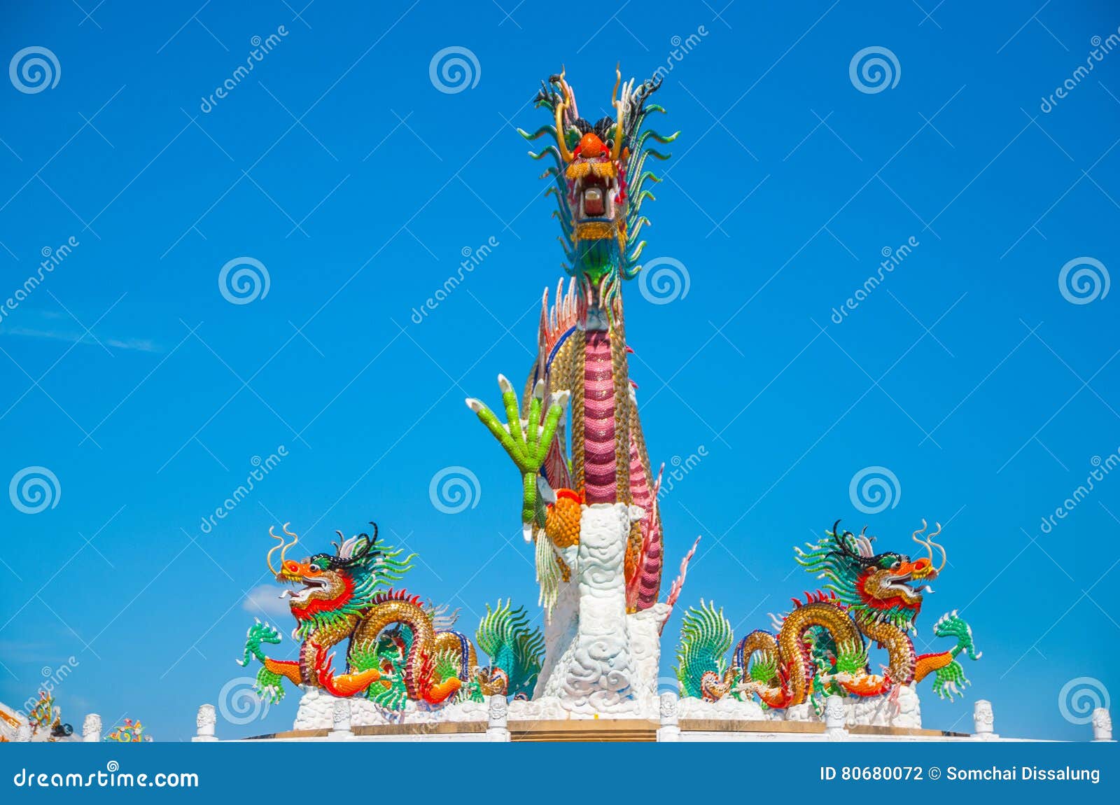 Gold dragon on sky blue stock photo. Image of power, culture 80680072