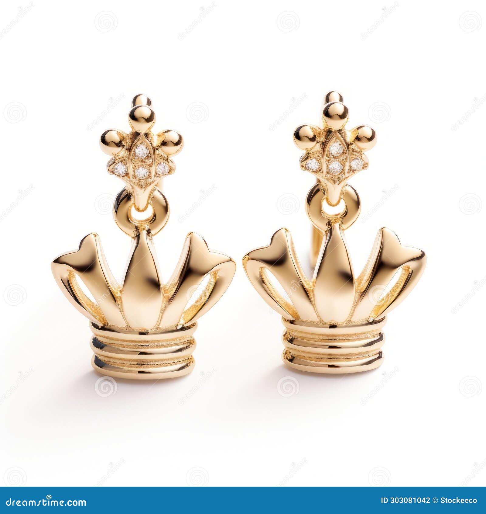 Gold Earrings with Diamond Crowns: Majismo Inspired High-key Art Stock  Illustration - Illustration of luxury, fine: 303081042