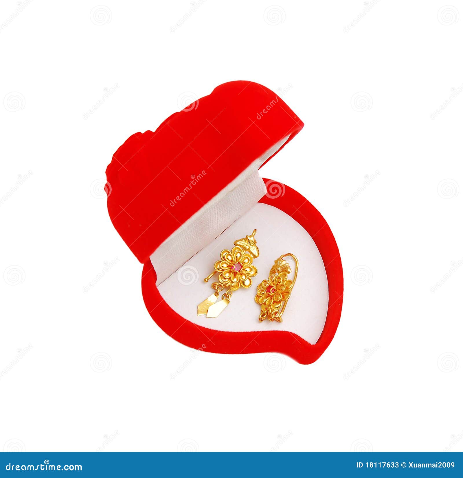 Gold Earrings In A Jewelry Box Stock Image Image of luxury, fashion