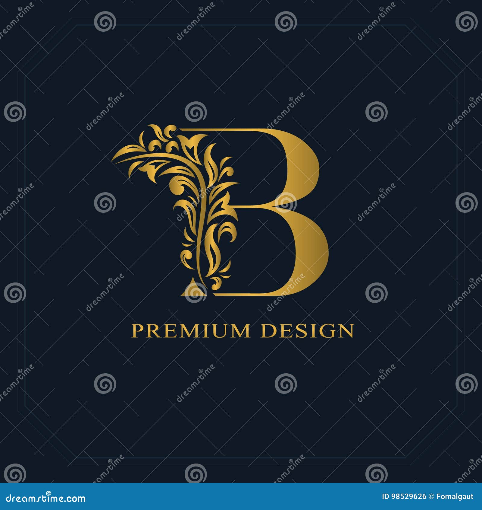 Gold Elegant Letter B. Graceful Style. Calligraphic Beautiful Logo ...
