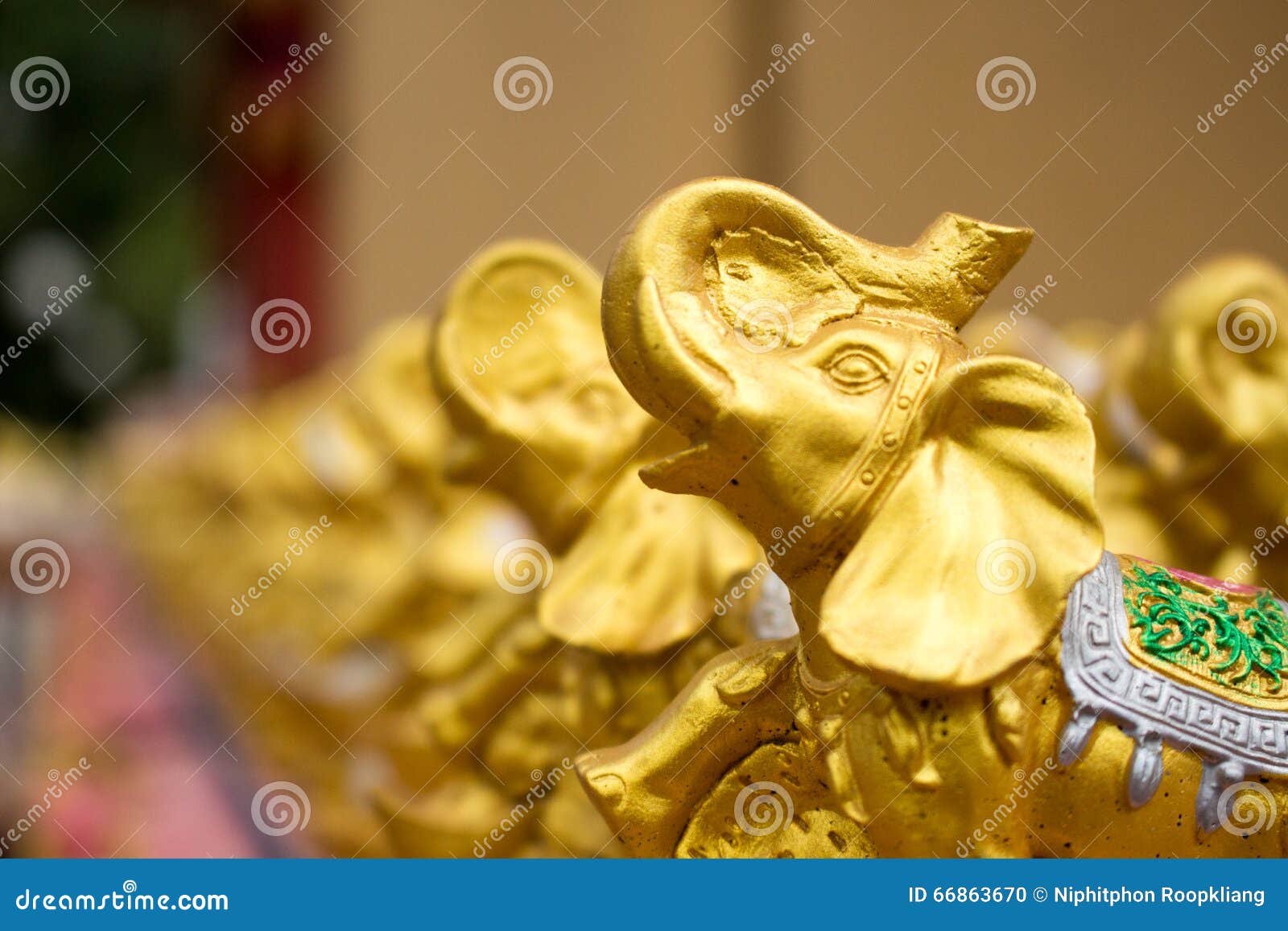 Gold Elephant Sculpture in Thailand Stock Photo Image of white