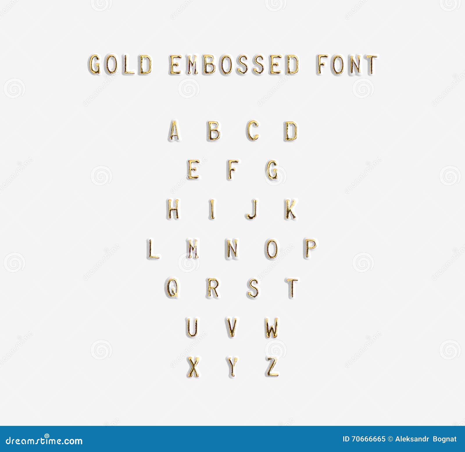 gold embossed alphabet , 3d 