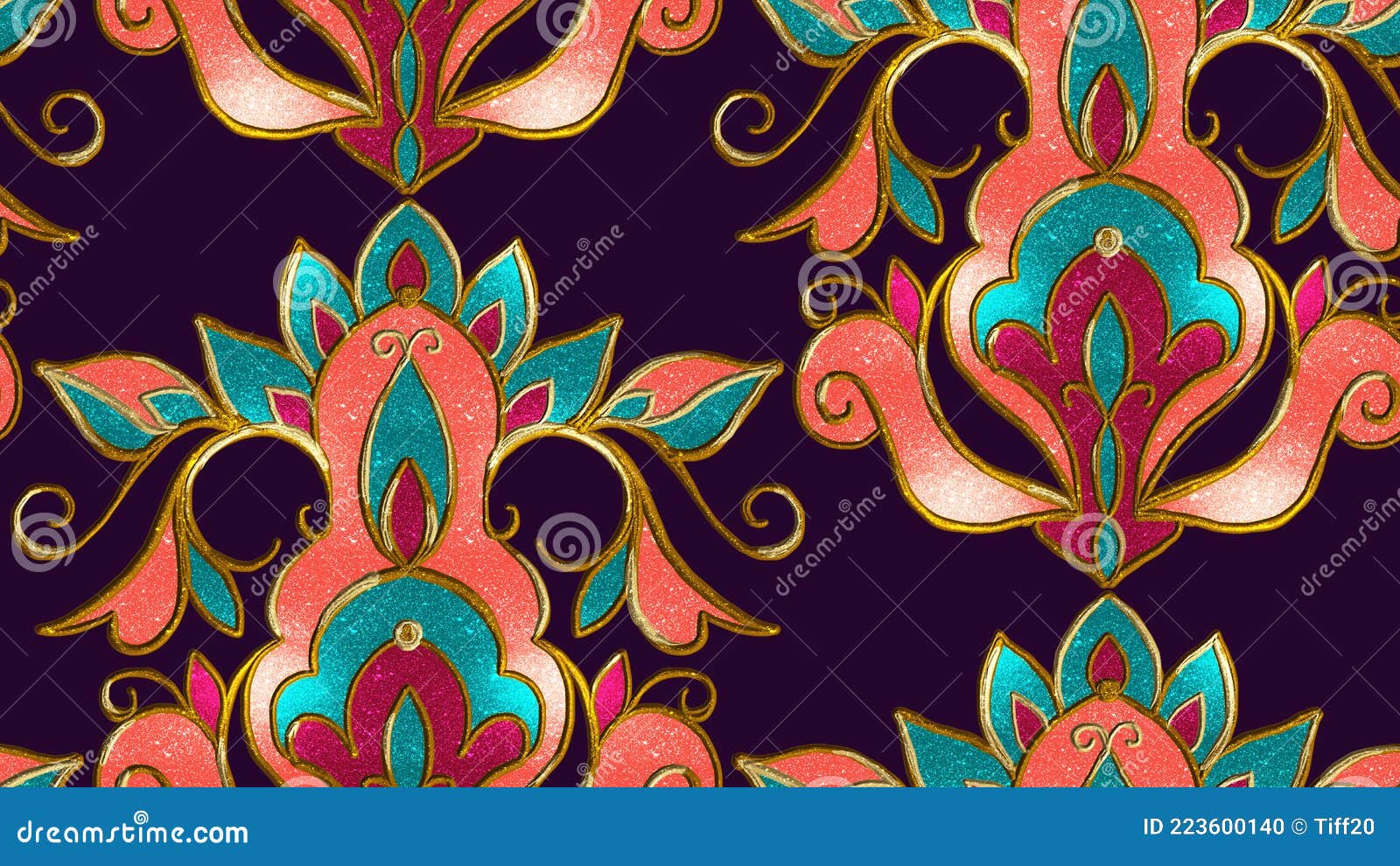 Gold Embroidery with Arabesques Stock Illustration Illustration of