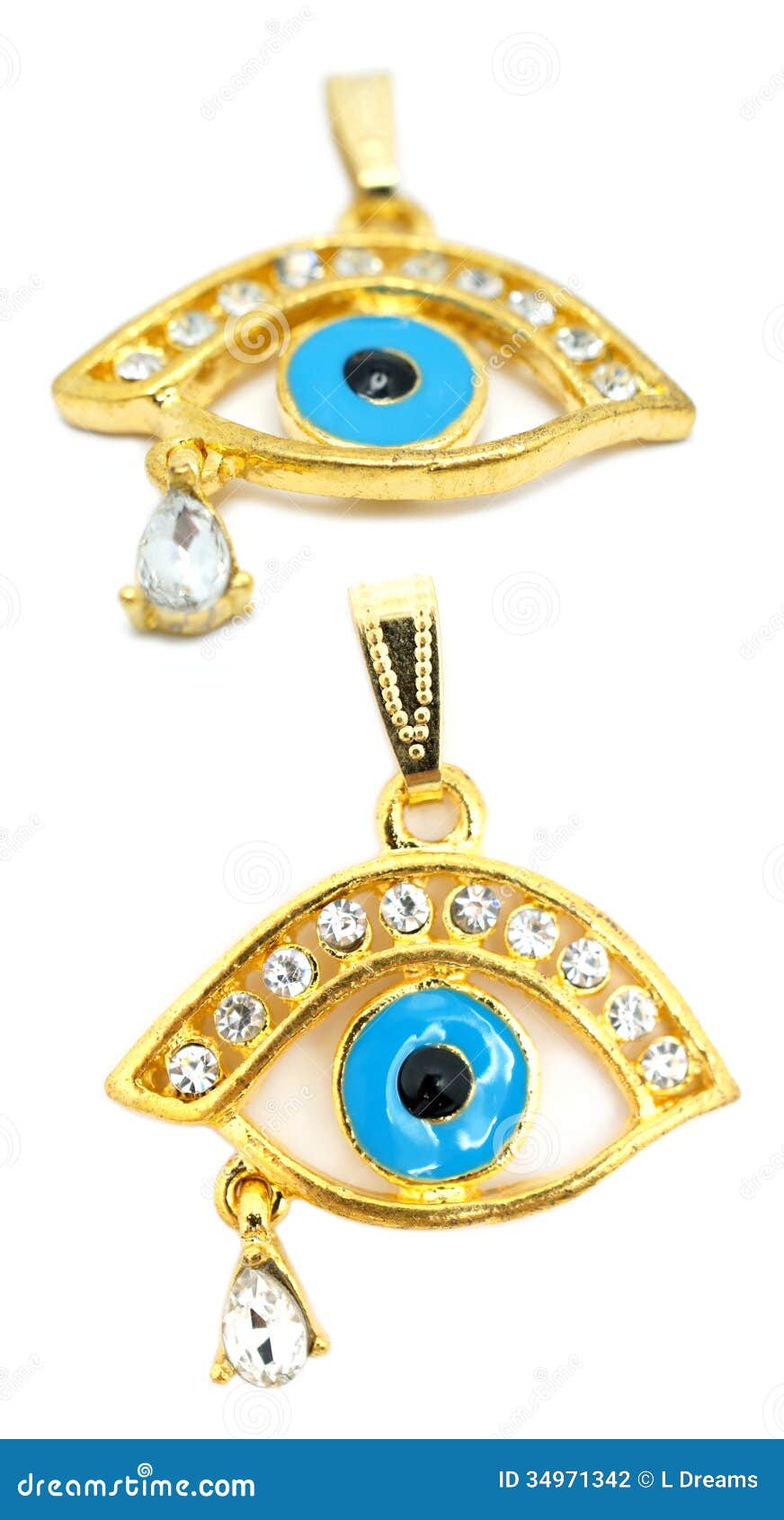 Gold Evil Eye Pendant with Teardrop Stock Photo Image of 14kt, black 34971342