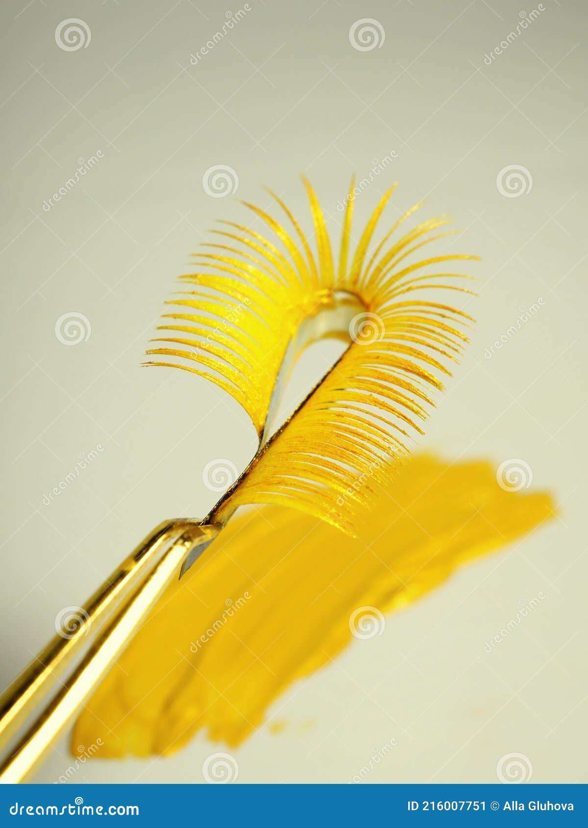 Gold Eyelash Extensions, Yellow Tweezers Stock Image Image of