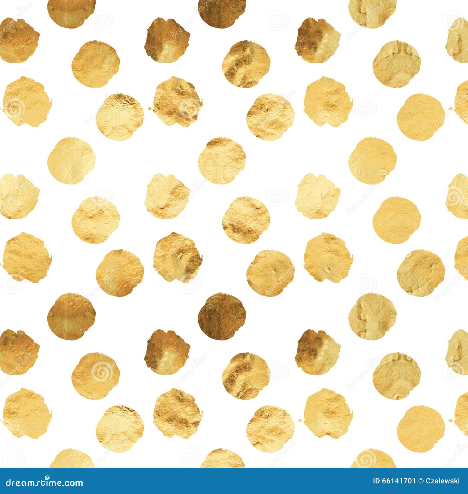 gold faux foil metallic dots white background pattern