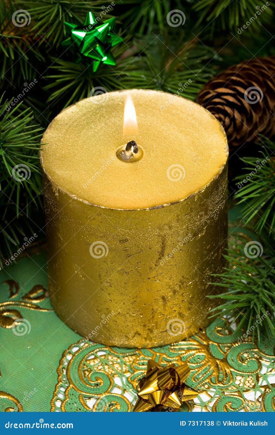Gold festive candle stock photo. Image of background, adorn 7317138