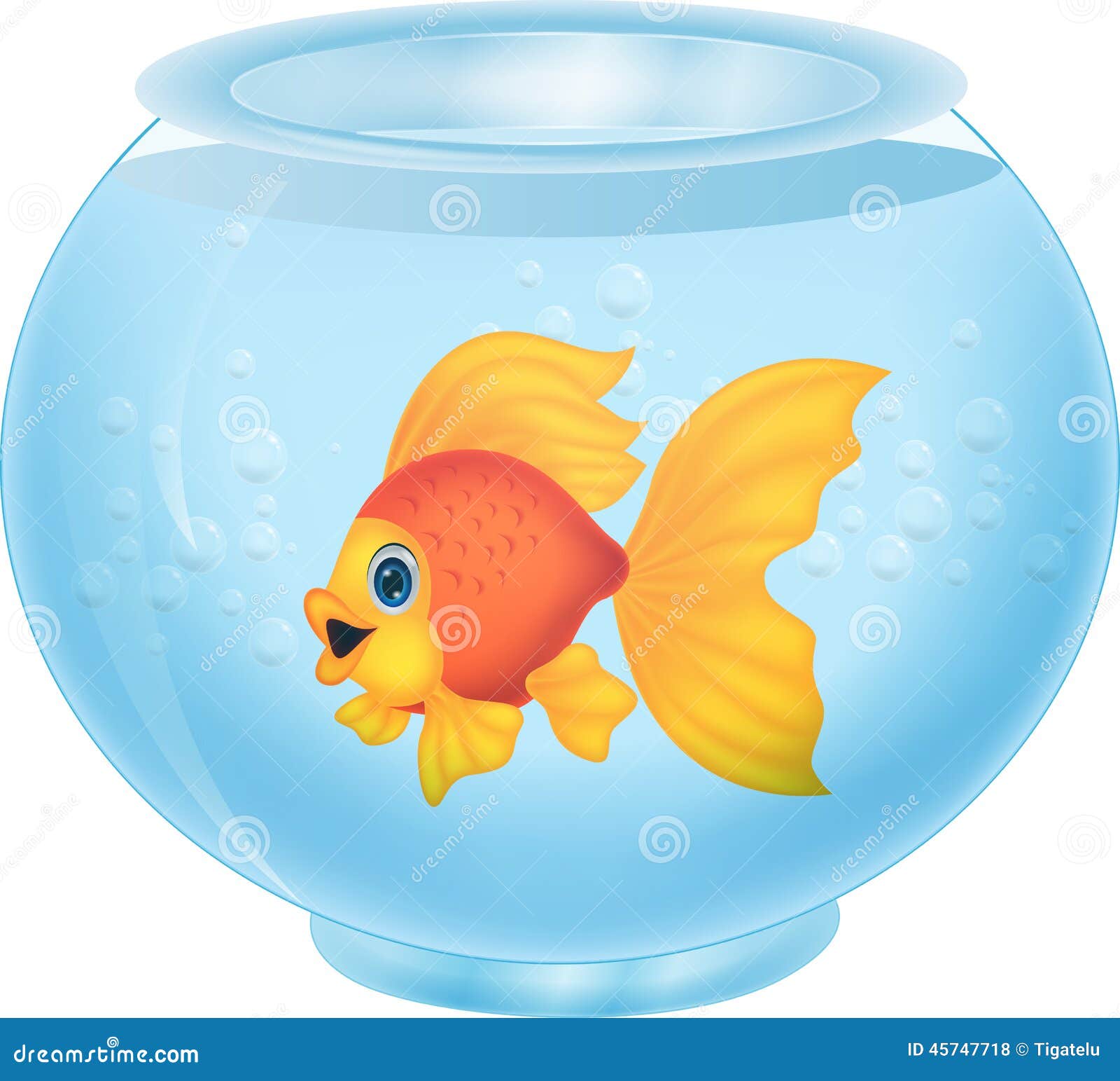 Gold Fish Cartoon in Aquarium Stock Vector Illustration of animal