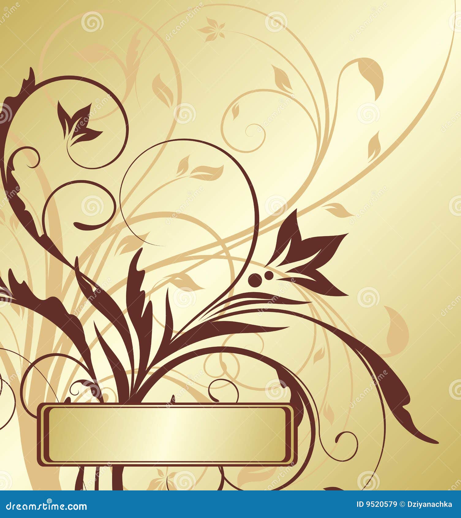 Gold floral background stock vector. Illustration of banner 9520579