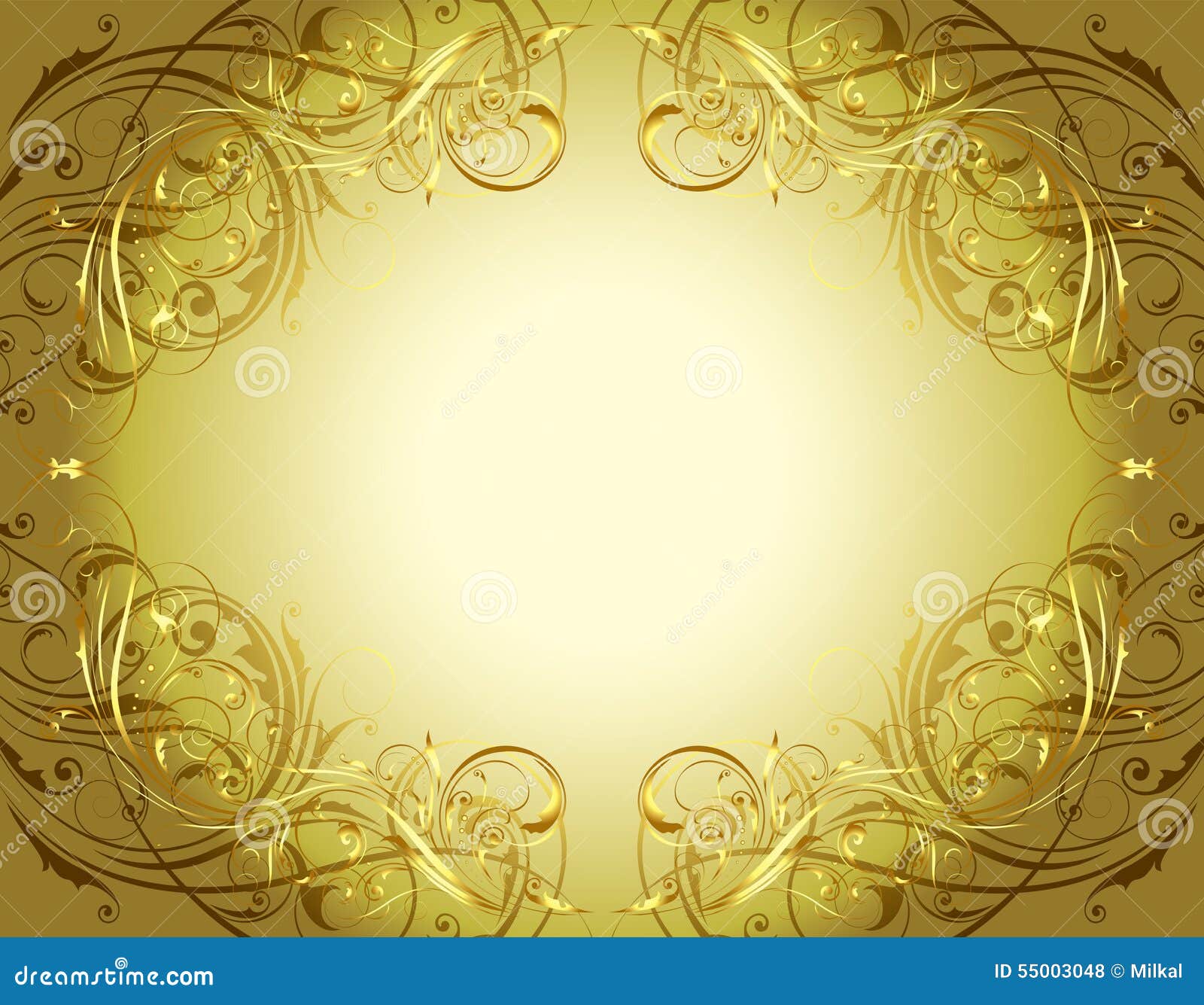 Gold Floral Background Frame Stock Vector - Image: 55003048