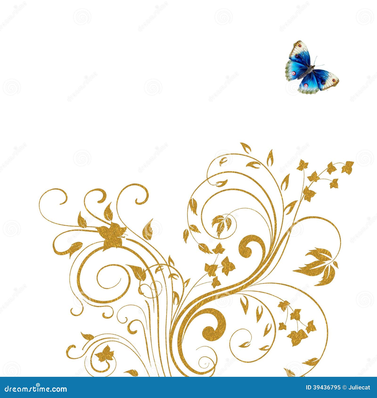 Gold Floral Butterfly Background Stock Illustration Illustration of
