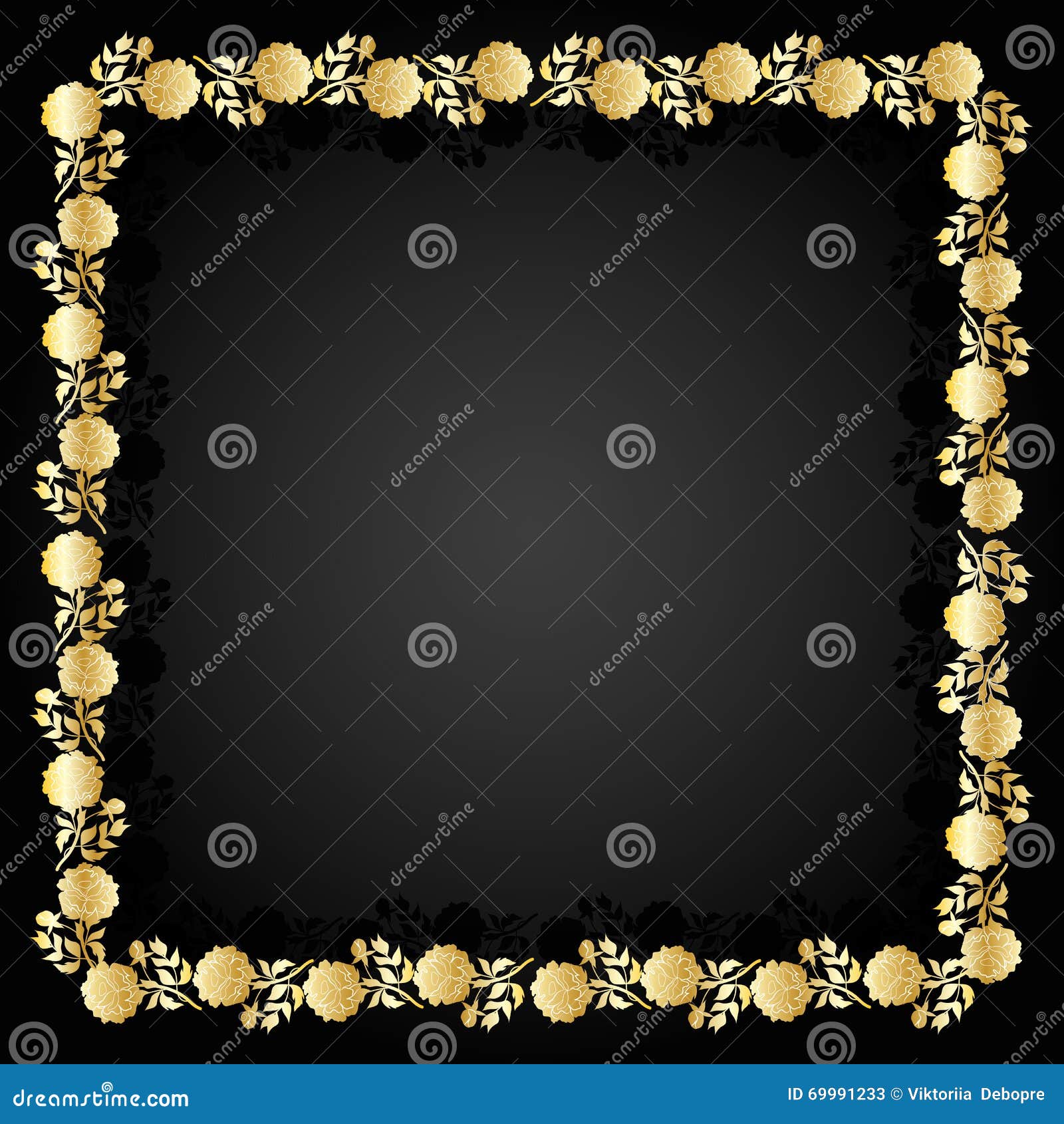 Gold floral frame. stock vector. Illustration of metal 69991233