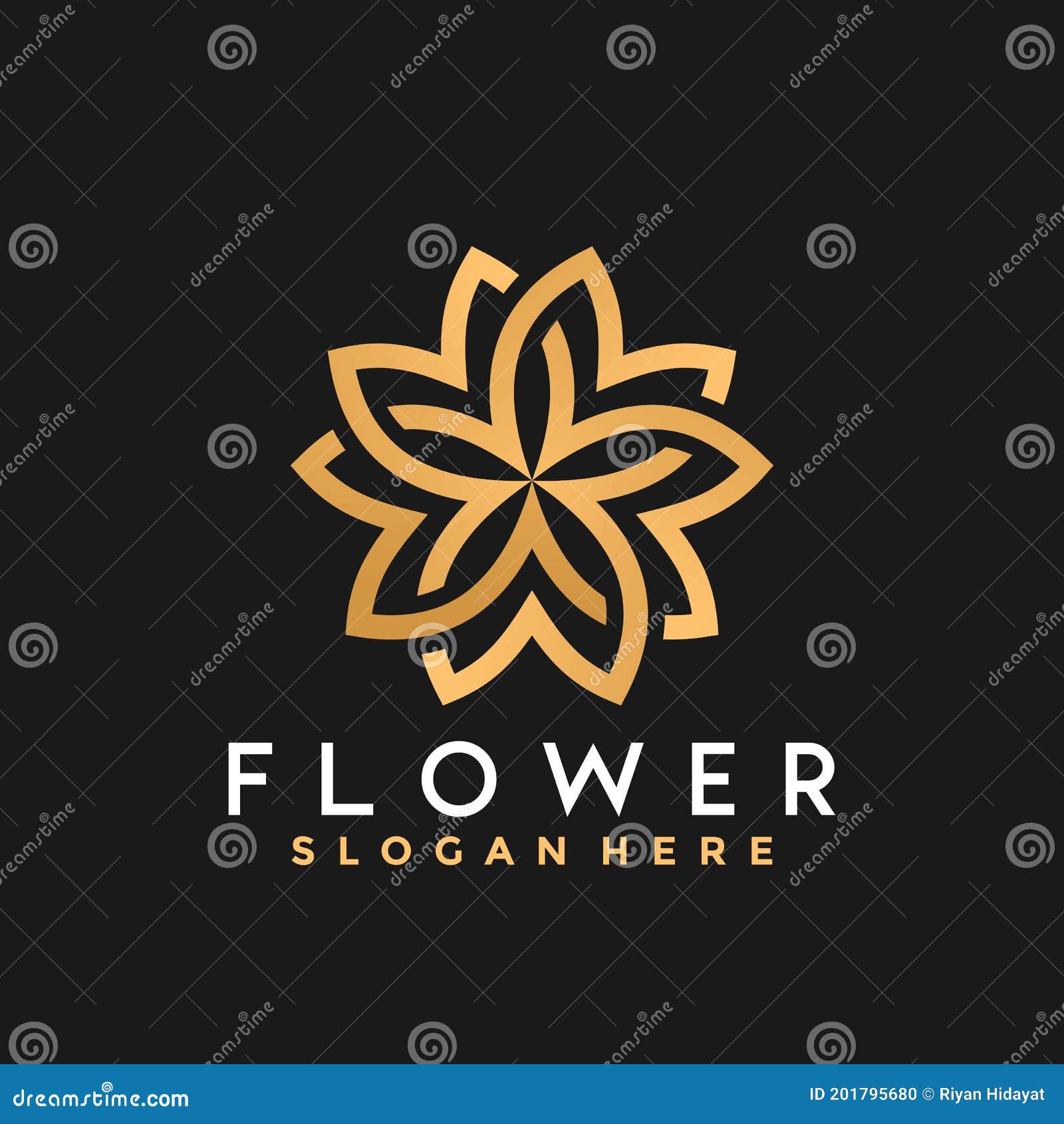 Gold Flower Logo Design Vector Illustration Stock Vector Illustration