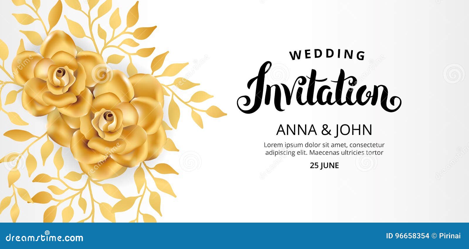 Gold Flower Wedding Invitation Stock Vector - Illustration of background,  birthday: 96658354
