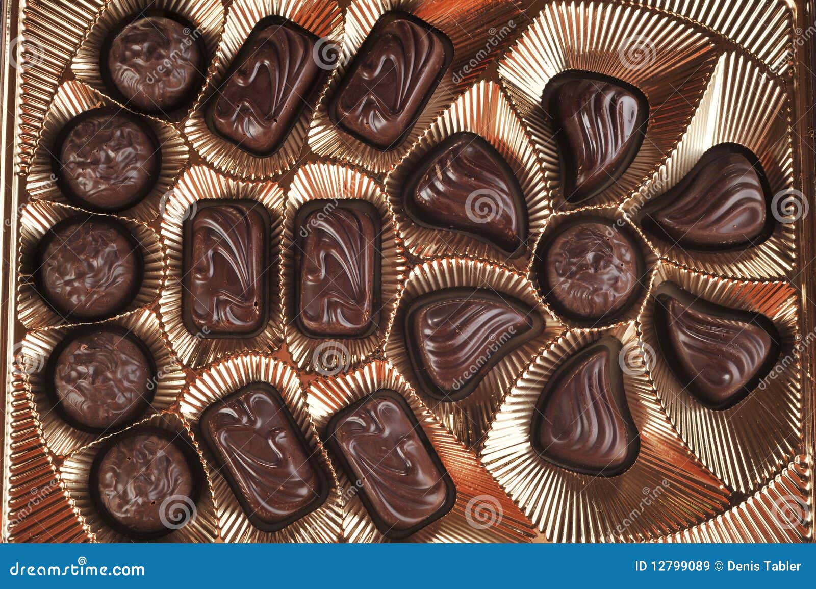 Gold Foil Box of Chocolates Stock Image Image of enjoyment, holiday