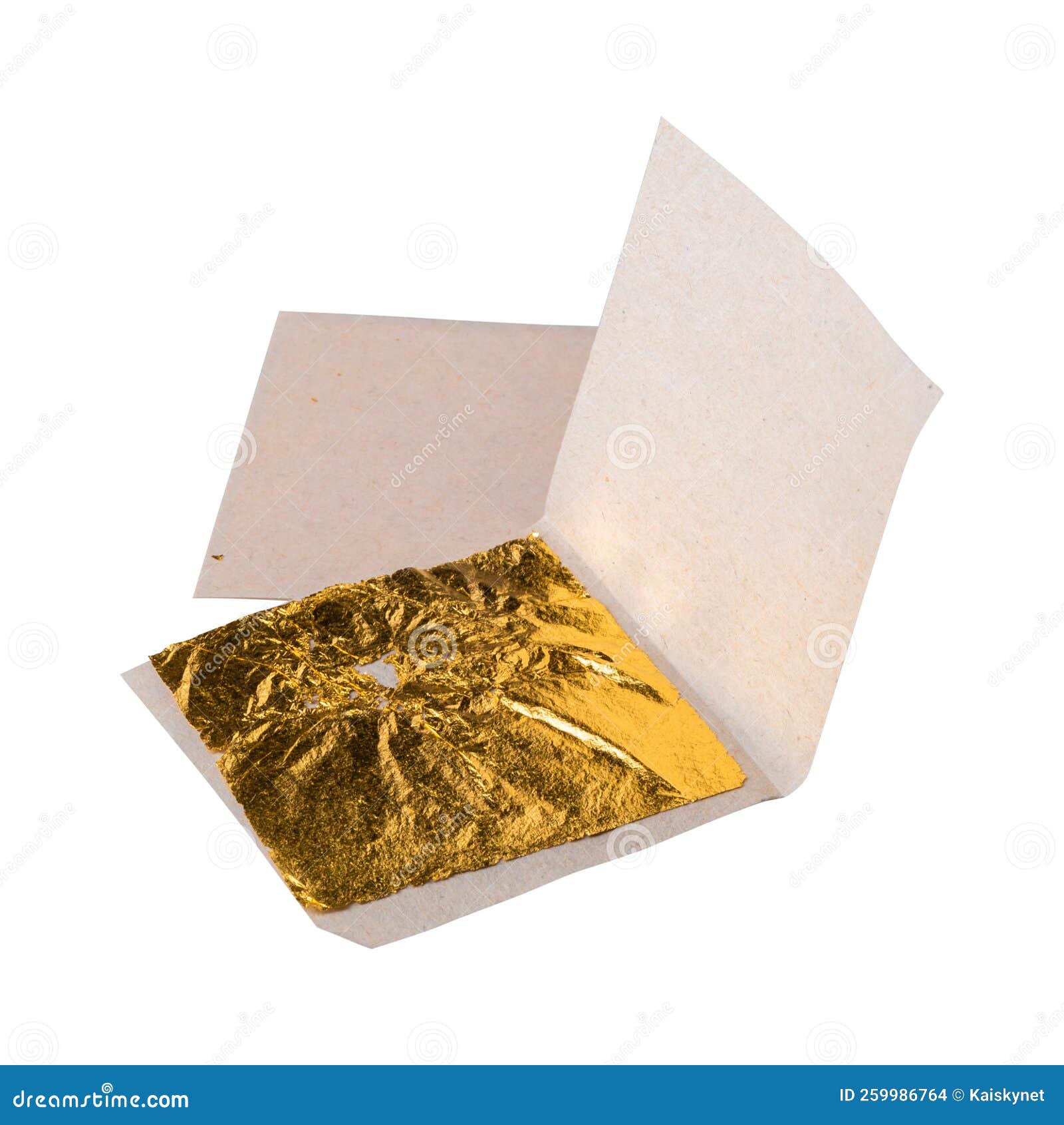 Gold Foil or Gold Leaf Isolated on a White Background Stock Photo