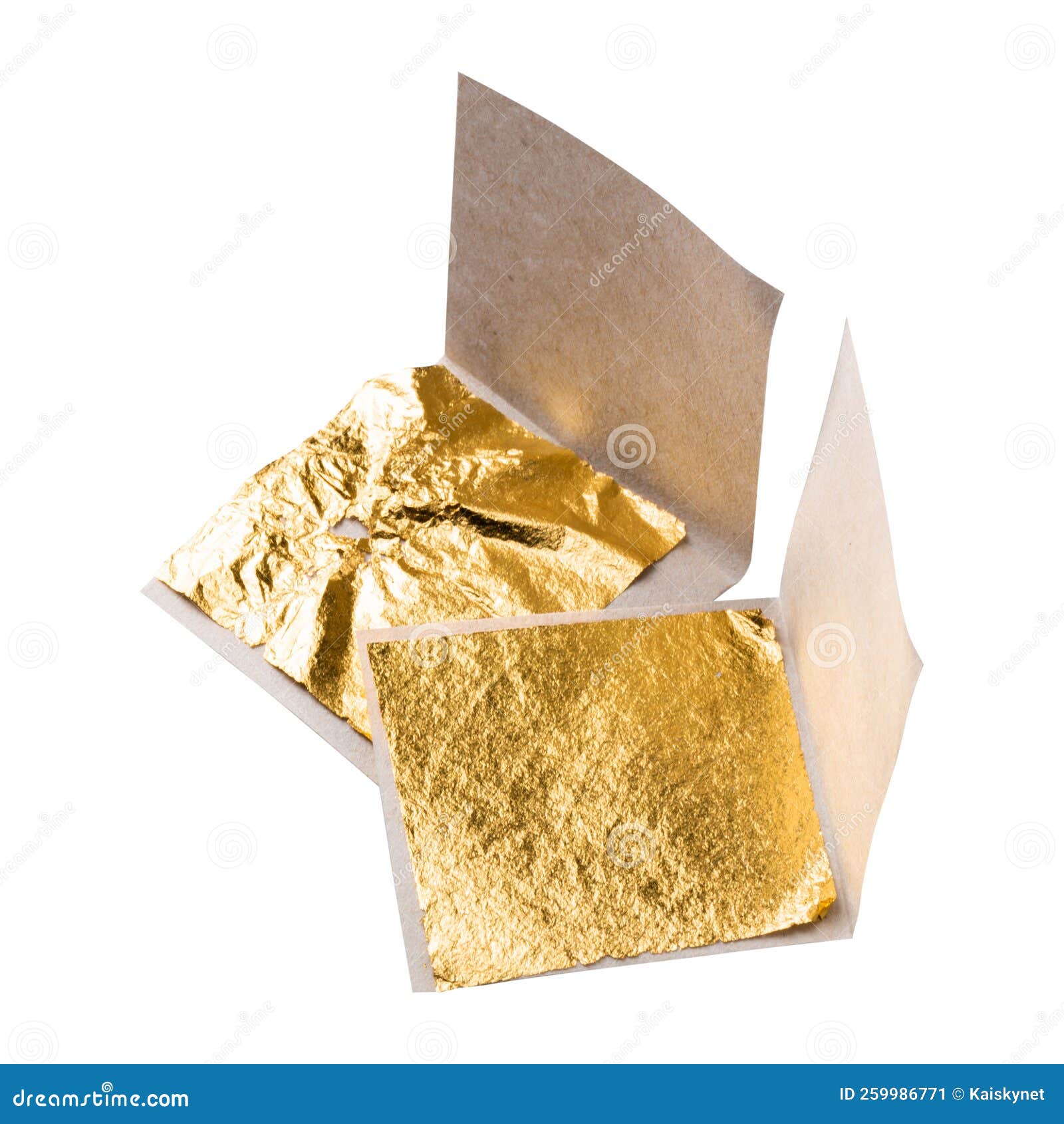 Gold Foil or Gold Leaf Isolated on a White Background Stock Image