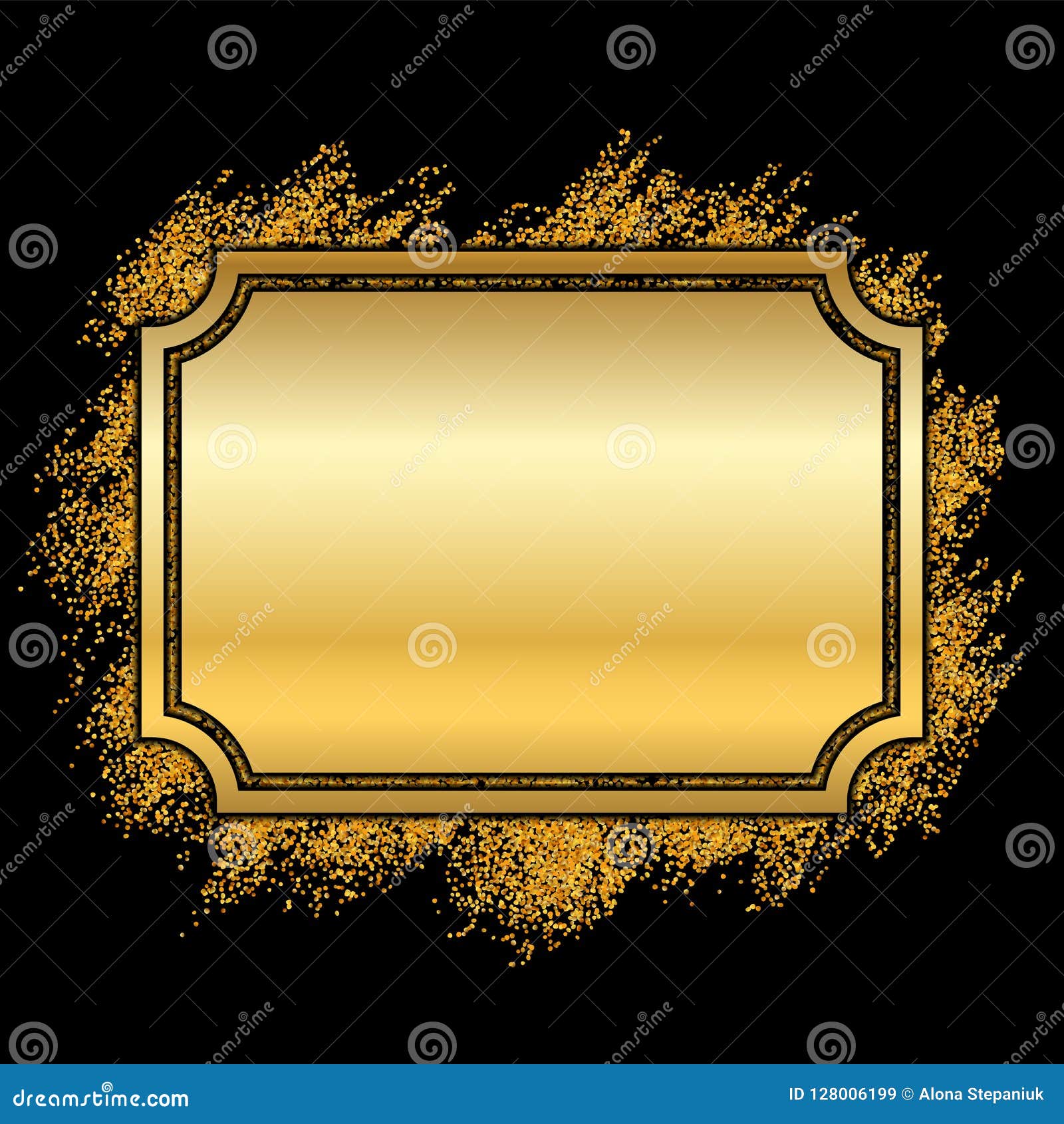 Gold Frame. Beautiful Golden Glitter Design. Vintage Style Decorative  Border, Isolated Black Background Stock Vector - Illustration of copy,  elegant: 128006199
