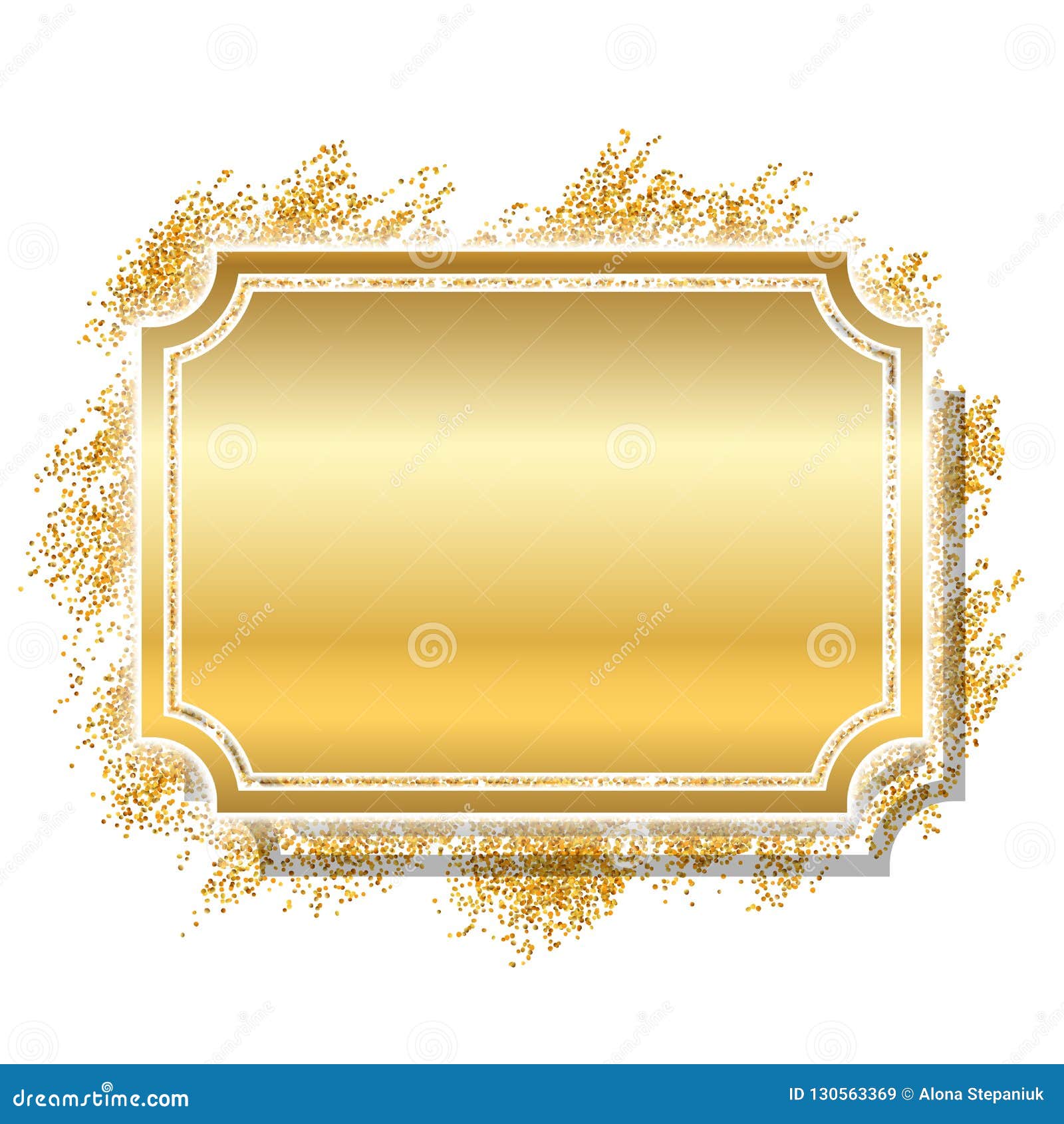 Gold Frame. Beautiful Golden Glitter Design. Vintage Style Decorative Border,  Isolated White Background Stock Vector - Illustration of decorative, card:  130563369