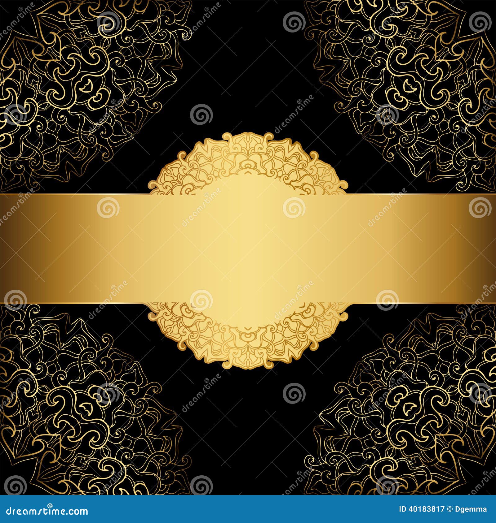 Gold Frame On A Black Background. Stock Vector - Image 