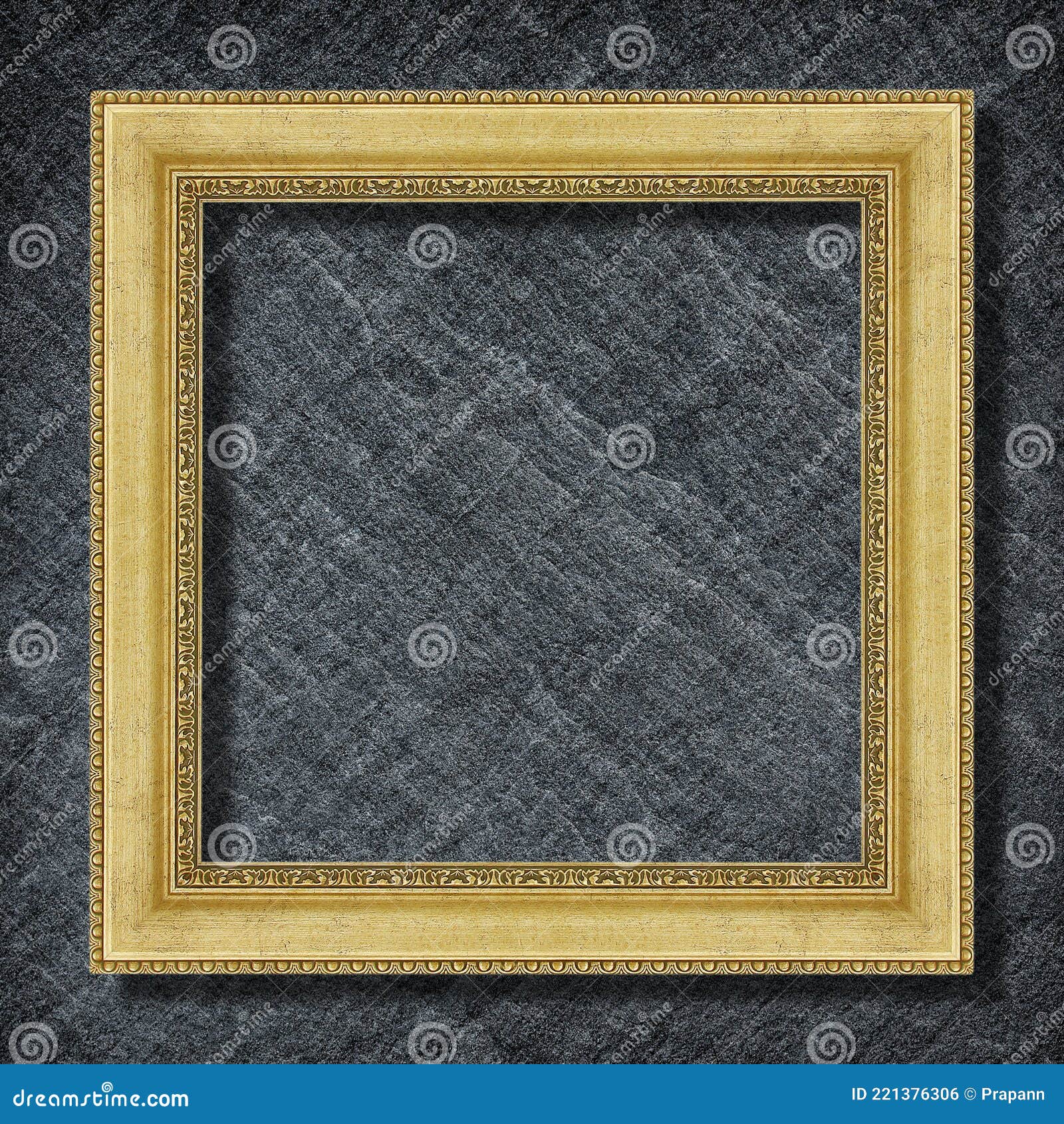 Gold Frame on Dark Grey Black Slate Background ,frame Background Stock