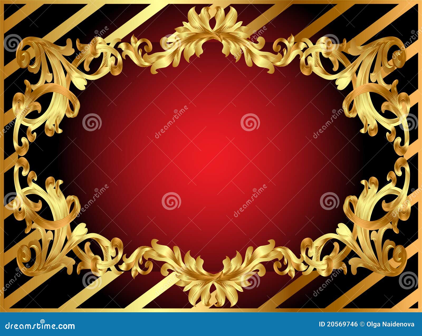 Gold Frame with Pattern and Band Stock Vector Illustration of black, style 20569746